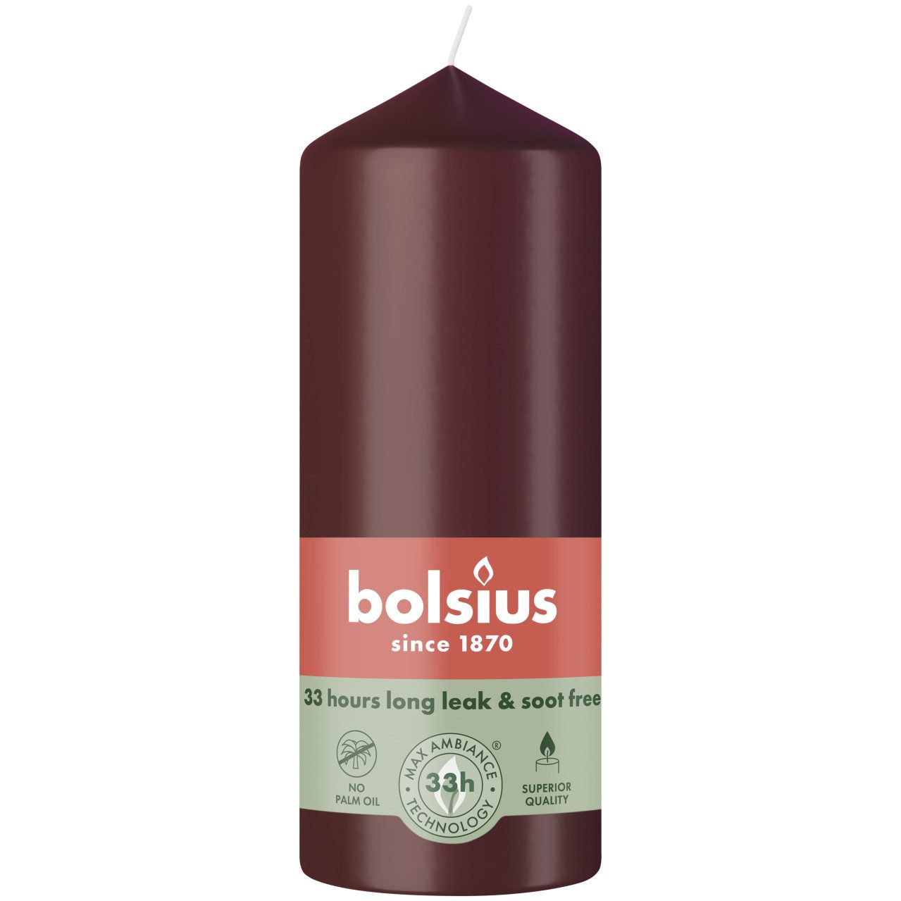 Bolsius Stumpenkerze Bolsius Stumpenkerze samtrot 12 cm Ø 5,8 cm