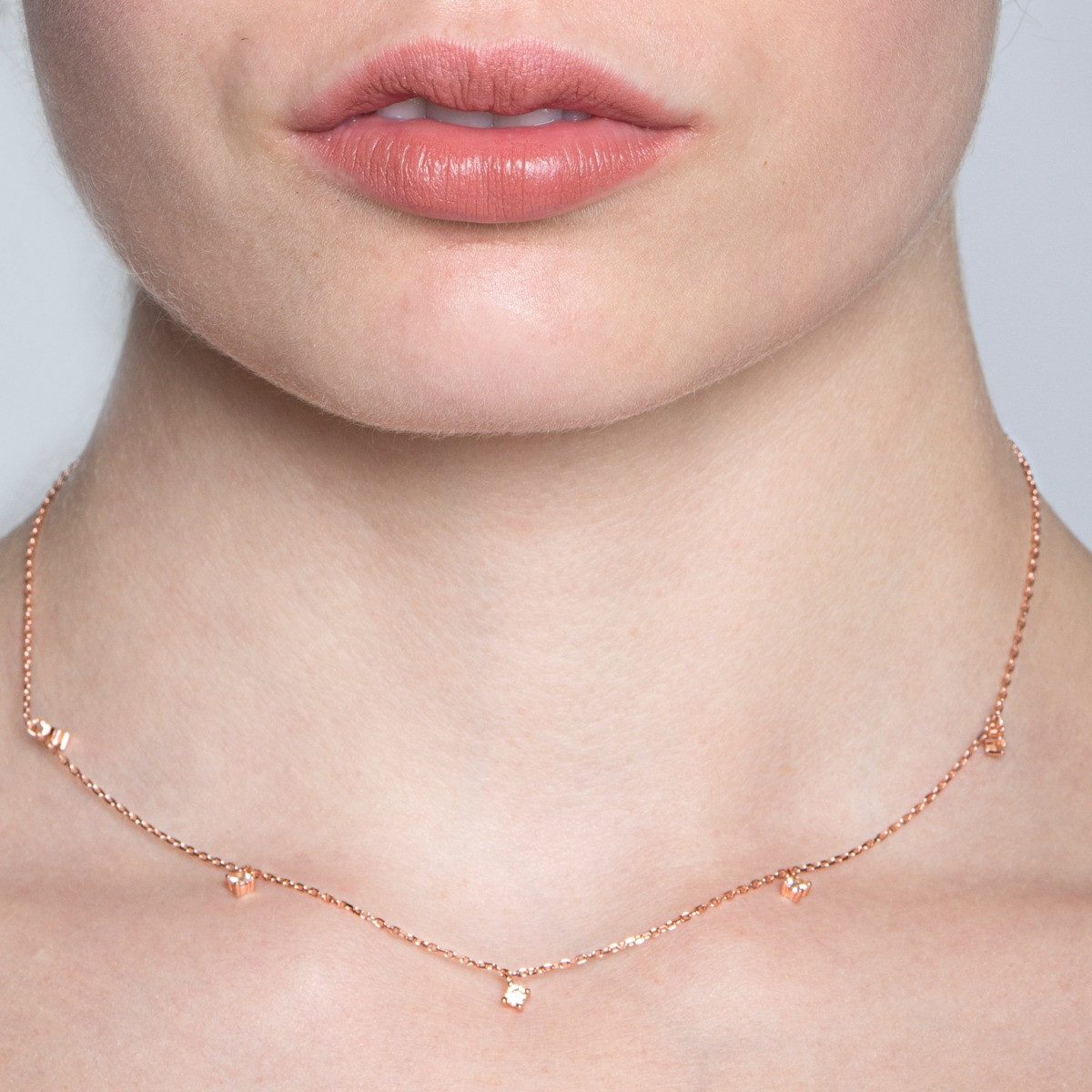 XENOX Kette mit Anhänger Xenox Halskette Damen Krappe Zirkonia Silber Rosévergoldet XS2036R