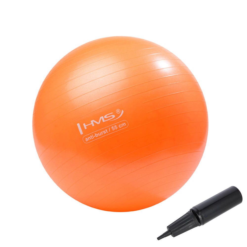 HMS Gymnastikball Fitnessball Sitzball Pilatesball (Spar-Set, 1-St., Ø 55 cm rutschfest), Anti-Burst, Kunststoff, rutschfest, bis 100 kg, Pumpe