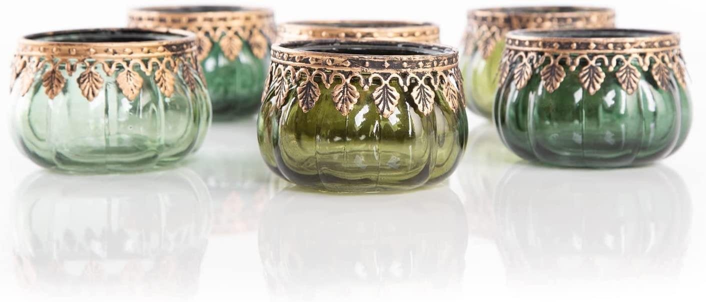 orientalisch grün Teelichthalter (6 St) gold Logbuch-Verlag Teelichtgläser