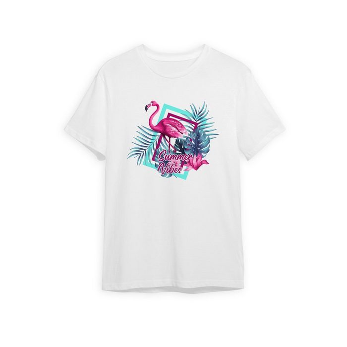 Bellmino T-Shirt Damen T Shirt -flamingo boyfriend