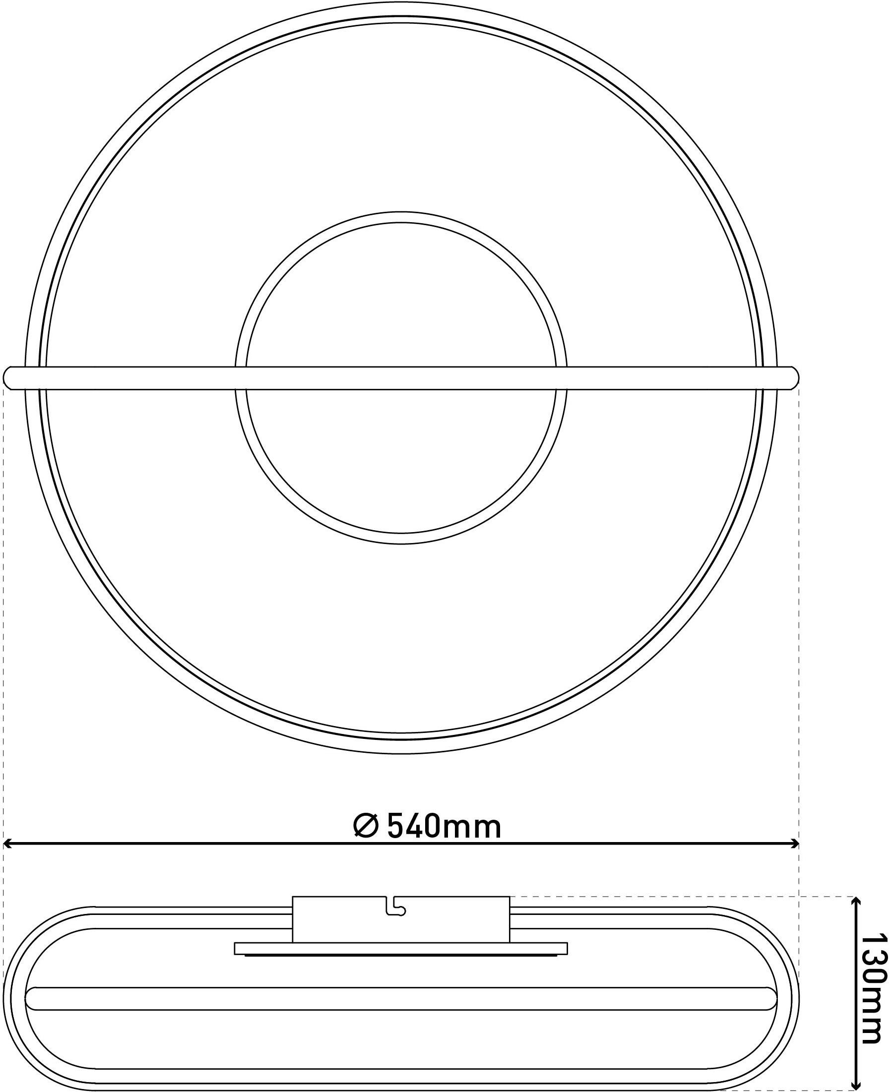 näve LED Deckenleuchte Brendan, LED fest integriert, Warmweiß, geometrische Kombination aus Elipse und Kreis, D: 54cm, warmweiße LED