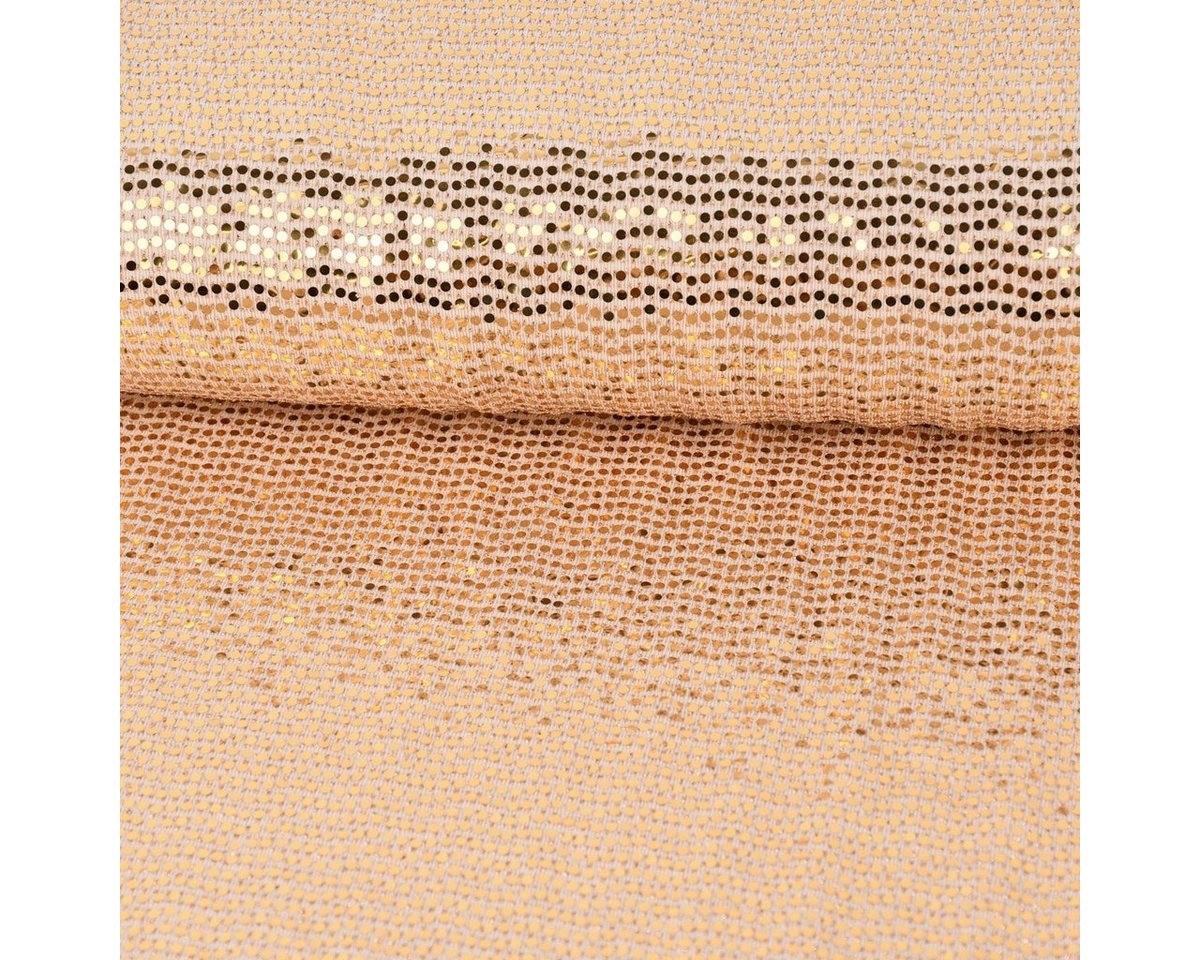 Thumbnail - SCHÖNER LEBEN. Stoff Bekleidungsstoff Stretch Lurex Pailletten Glitzer weiß gold 1,45m, mit Metallic-Effekt
