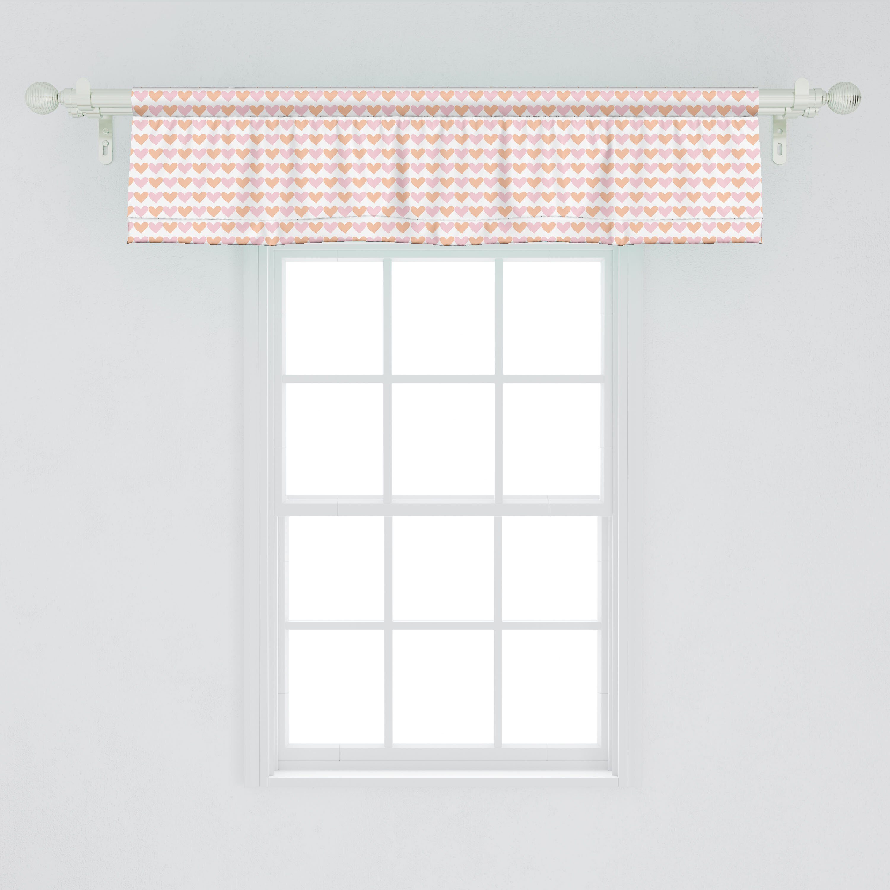 Repetitive für Microfaser, Herz-Form Scheibengardine Vorhang Stangentasche, mit Valentines Volant Dekor Abakuhaus, Küche Schlafzimmer