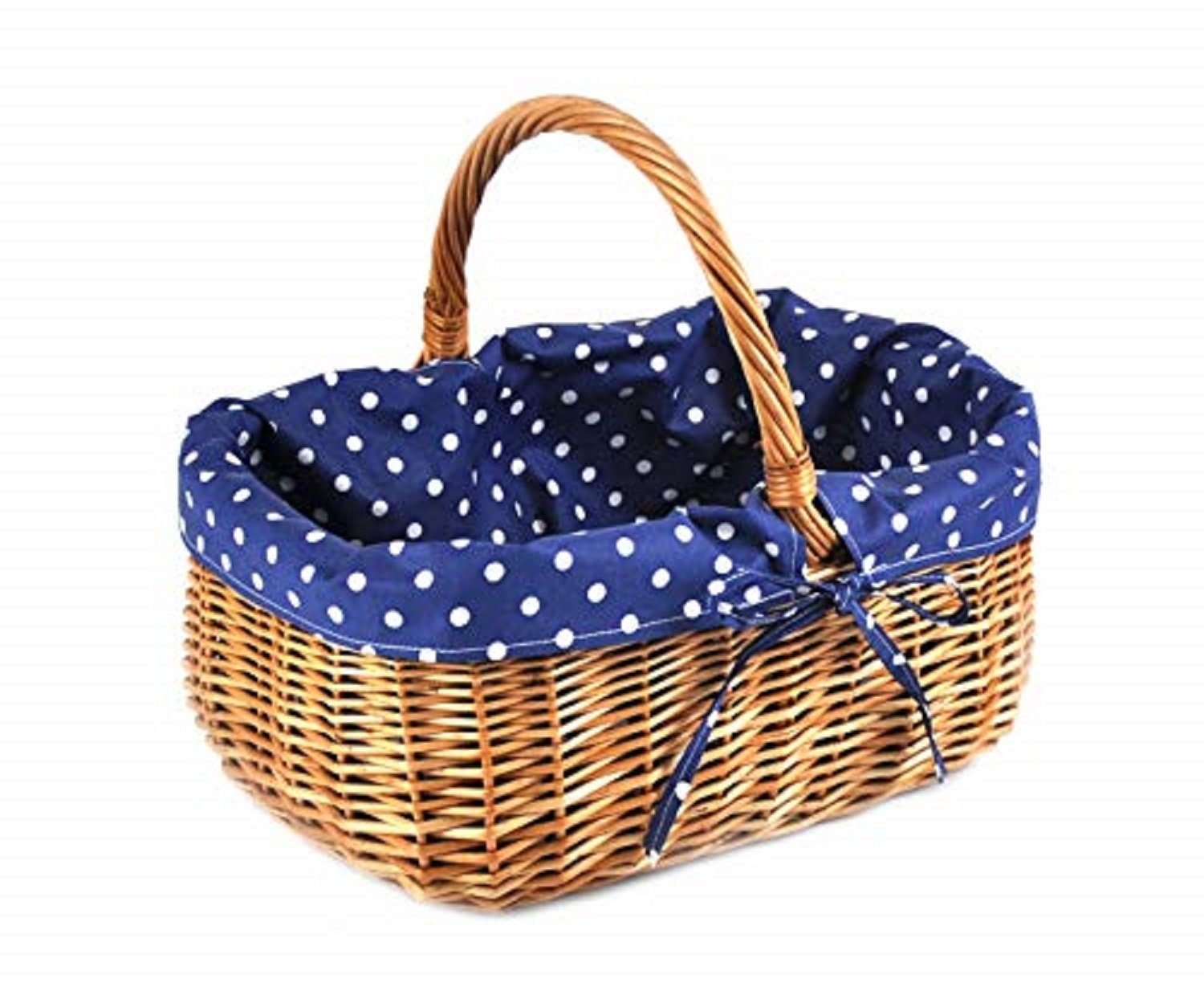 MyBer® Einkaufskorb Korb Weidenkorb Picknickkorb 33/23/13(27cm mit Henkel). Handarbeit., Stabiler Tragekorb aus Weide Vollweide braun mit Stoffeinlage