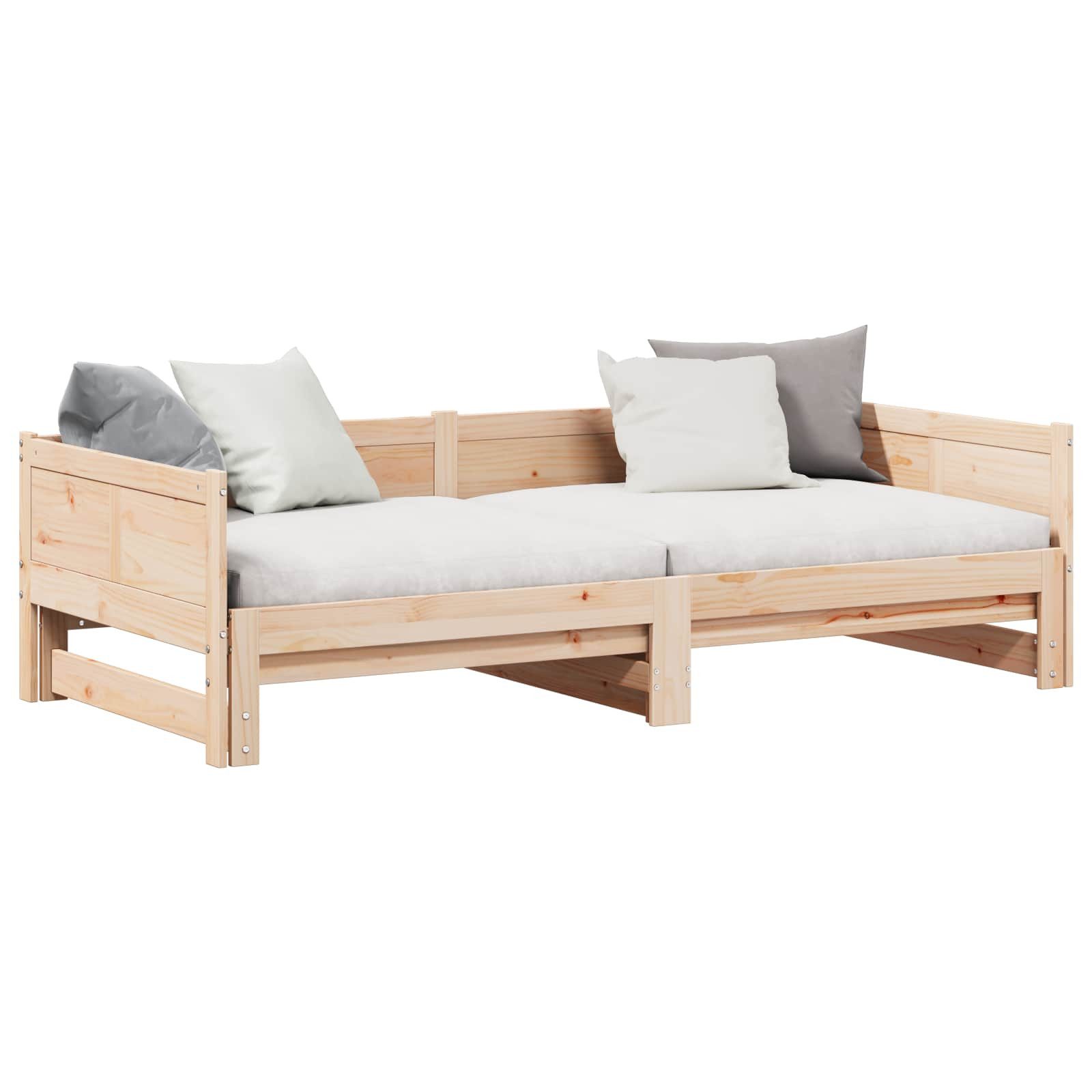 vidaXL Bett Ausziehbares Tagesbett Natur 203,5 x 184 x 56,5 cm (1-tlg)