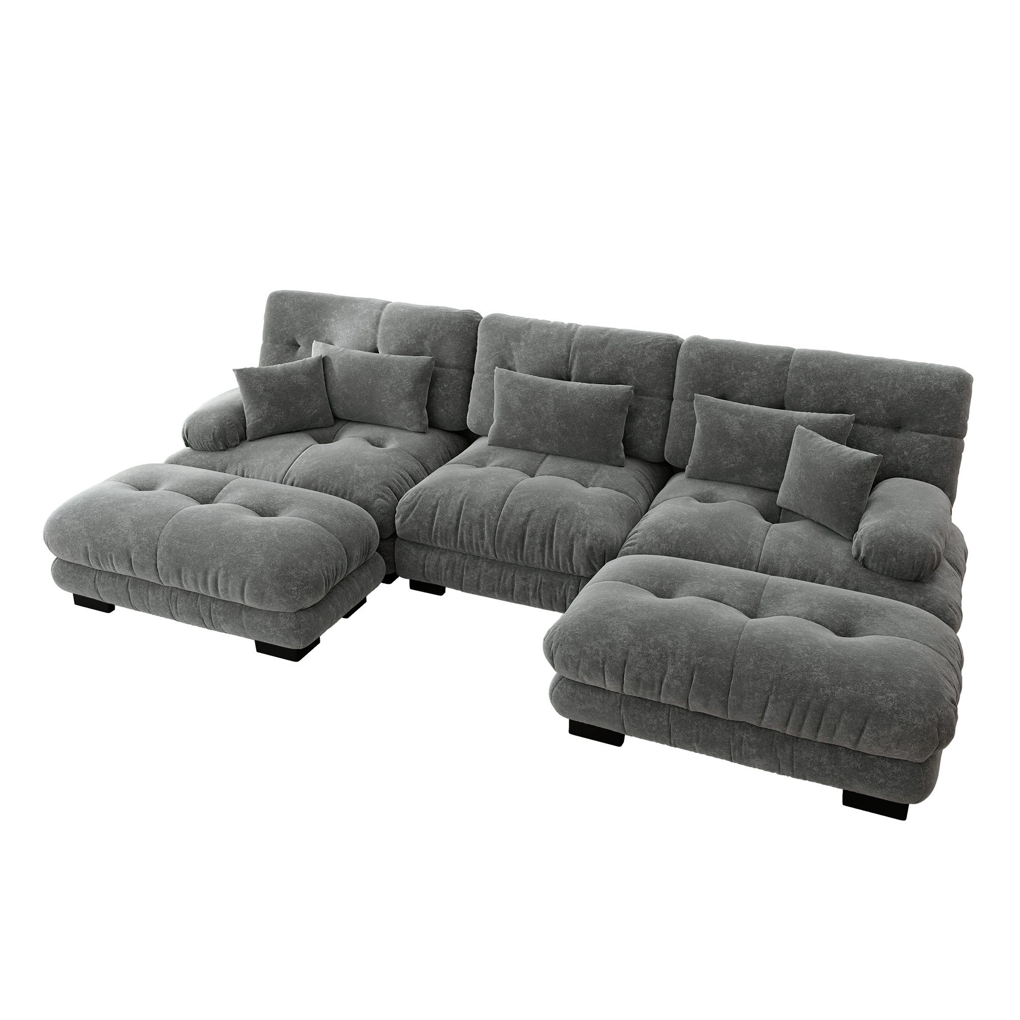 Odikalo 2-Sitzer Schlafsofa Polstersofa Ecksofa, Luxuriöses Modulares Ecksofa - Übergroßes U-förmiges Cloud Couch für Wohnzimmer, Tiefensitz Verwandelbares Schlafsofa mit Ottoman, Chenille