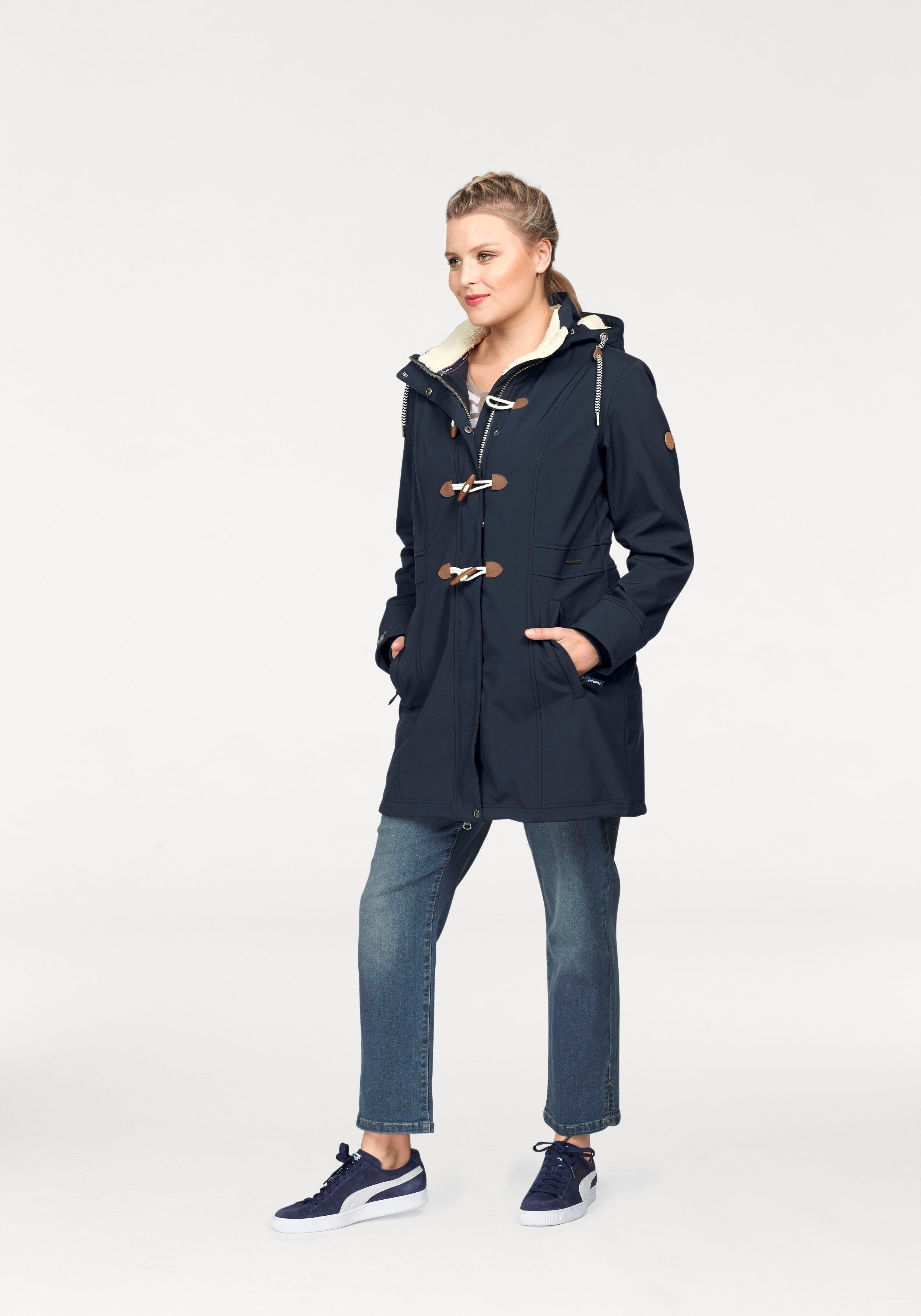 KangaROOS Softshelljacke figurbetonte Passform, normaler Schnitt, mit abnehmbarer Kapuze