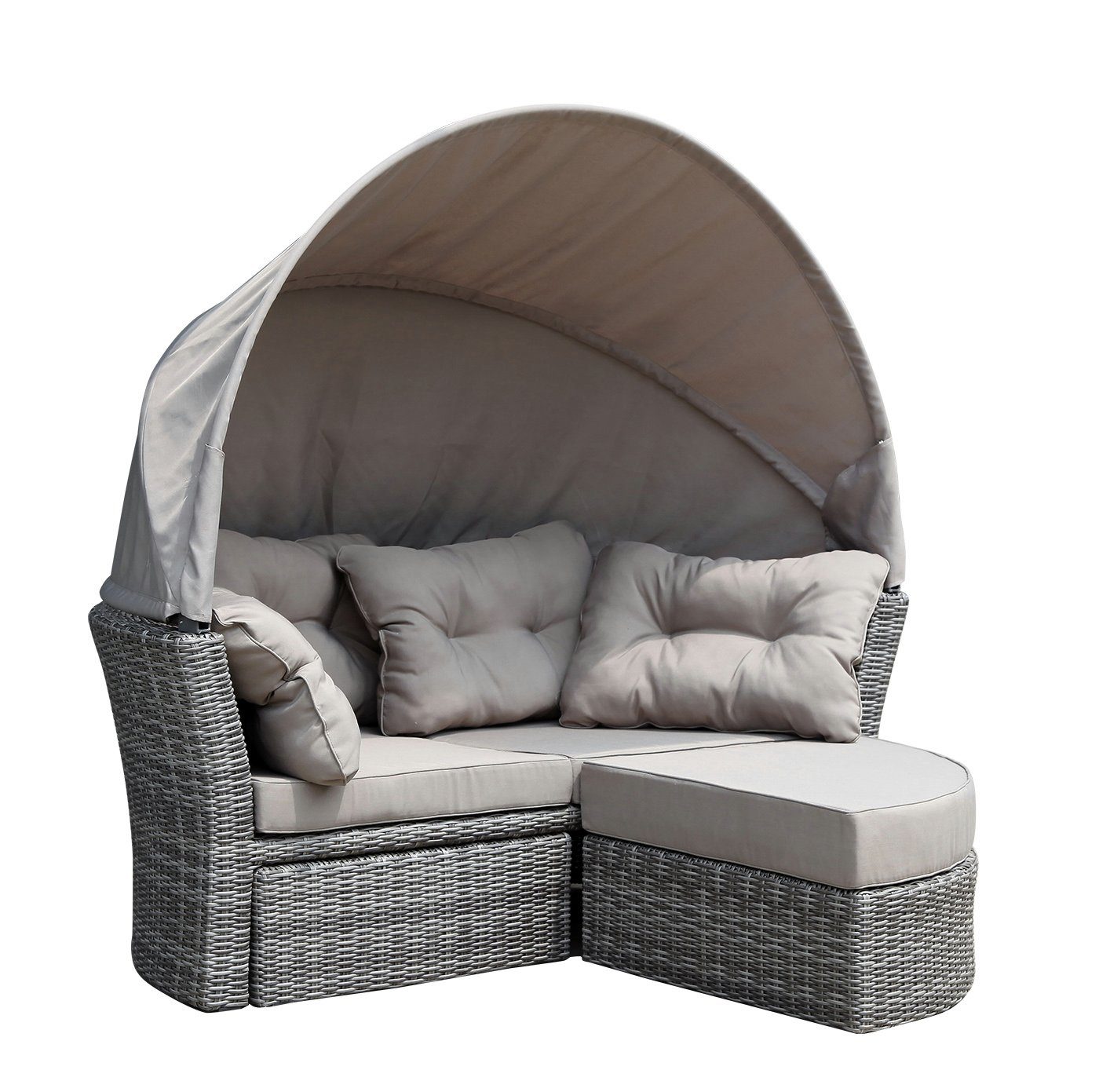 DEGAMO Multifunktionsliege MARBELLA, 1 St., 200cm, Aluminium + Polyrattan grau bicolor, mit Polstern