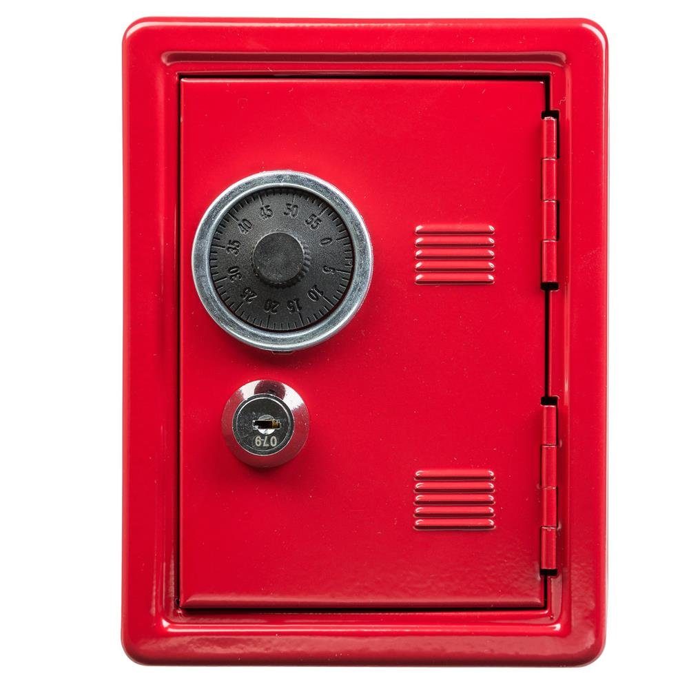 Idena Spardose Spartresor mit Zahlenschloss & Schlüsselschloss, Rot aus Metall Spardose – Bild 2 von 5