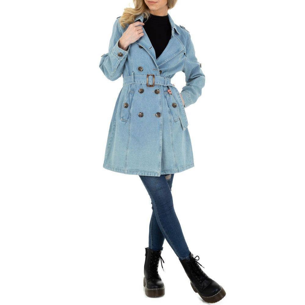 Ital-Design Trenchcoat Damen Freizeit Jeansstoff Trenchcoat in Blau
