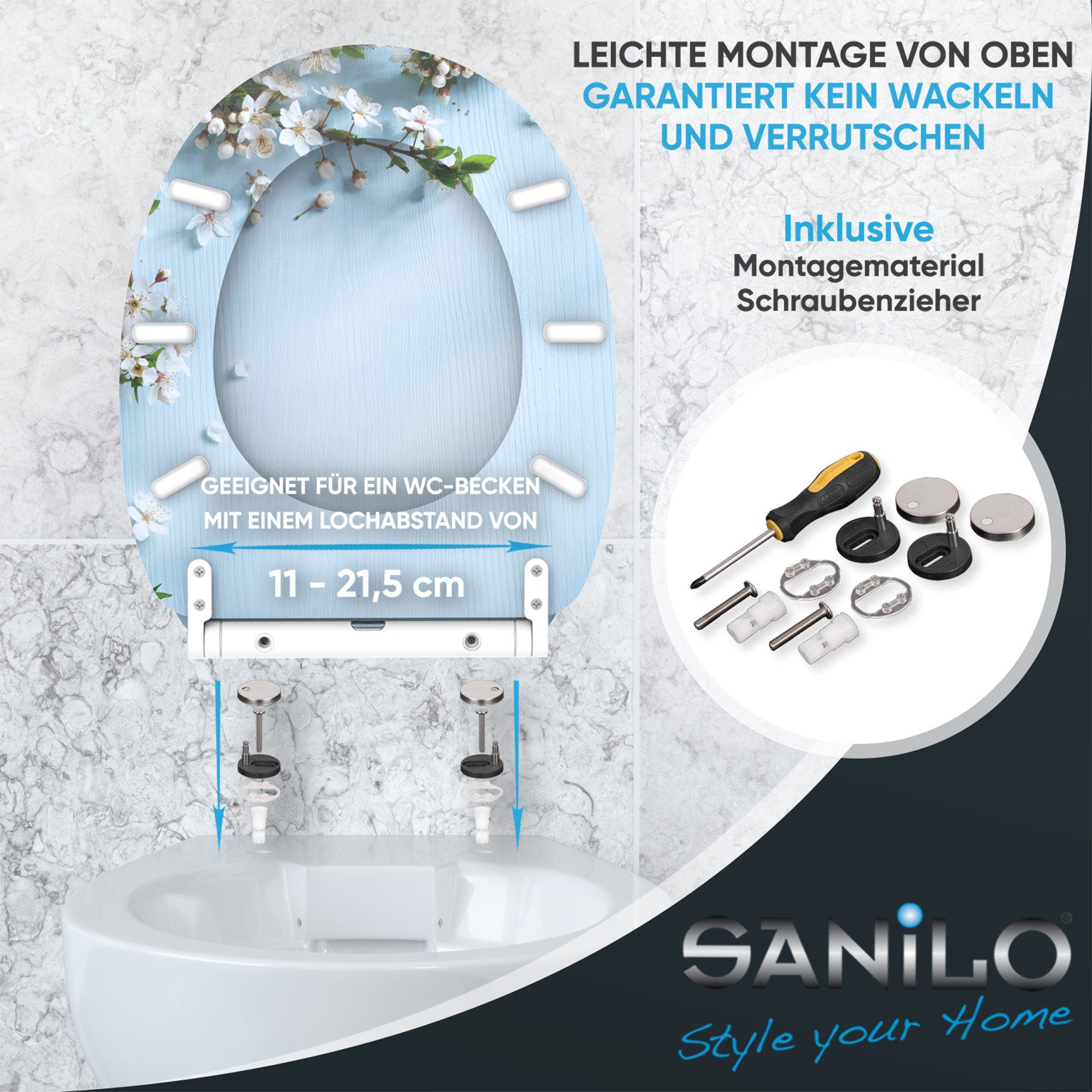Sanilo WC-Sitz mit Absenkautomatik & Top Fix in vielen Designs, hochwertig, abnehmbar, leichte Montage von oben, mit Schraubenzieher – Bild 5 von 5