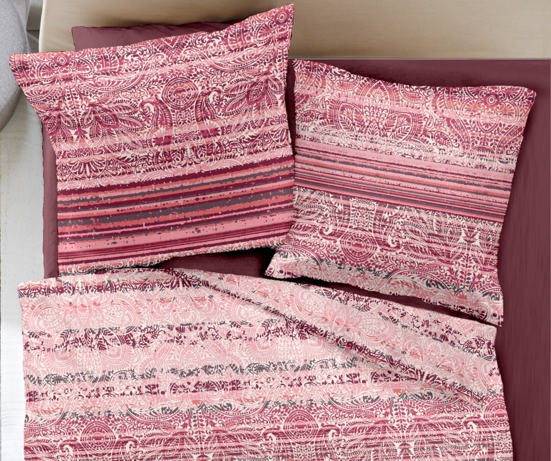 sister s. Bettwäsche Biber Bettwäsche {LAZISE} made in GERMANY, Biber, 2 teilig, kuschelig warm Ornamente Bordüren Paisleys nachhaltig pink BARBIE