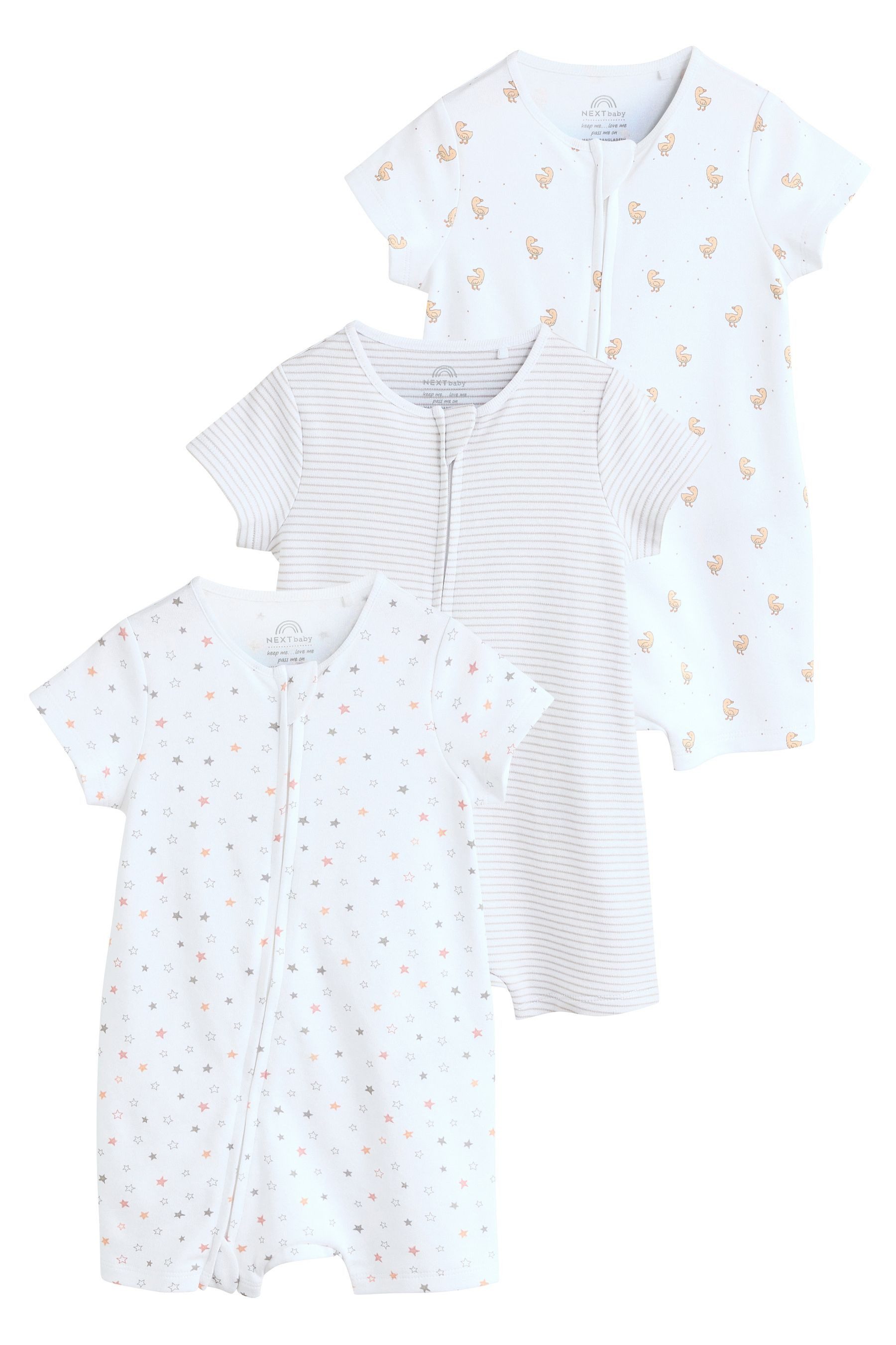 Next Schlafoverall 3er-Pack Baby Strampler-Schlafanzüge, Zweiwege-RV (3-tlg)