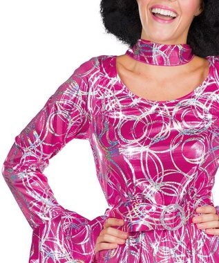 Karneval-Klamotten Kostüm Disco Kleid Damen pink silber Schlager Disco Queen, Disco Fever Damenkostüm 70er Jahre glitzer Super Trooper Karneval