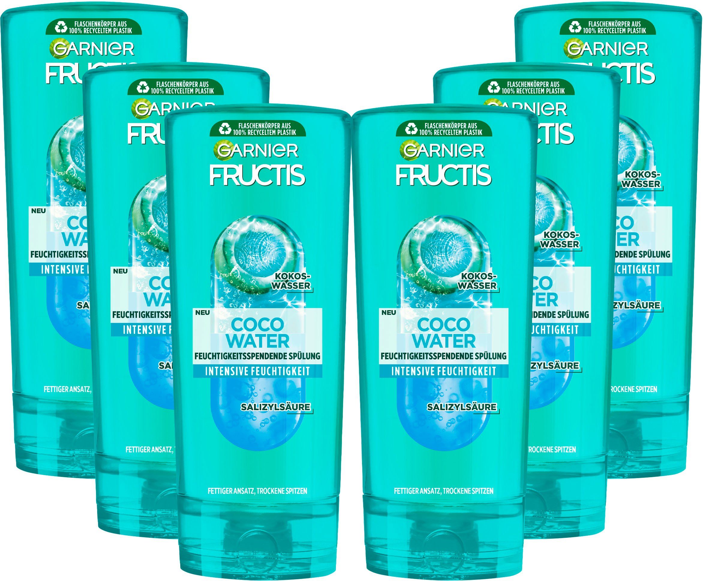 GARNIER Haarspülung Garnier Fructis Coco Water Spülung, Set, 6-tlg., Versorgt die trockenen Spitzen