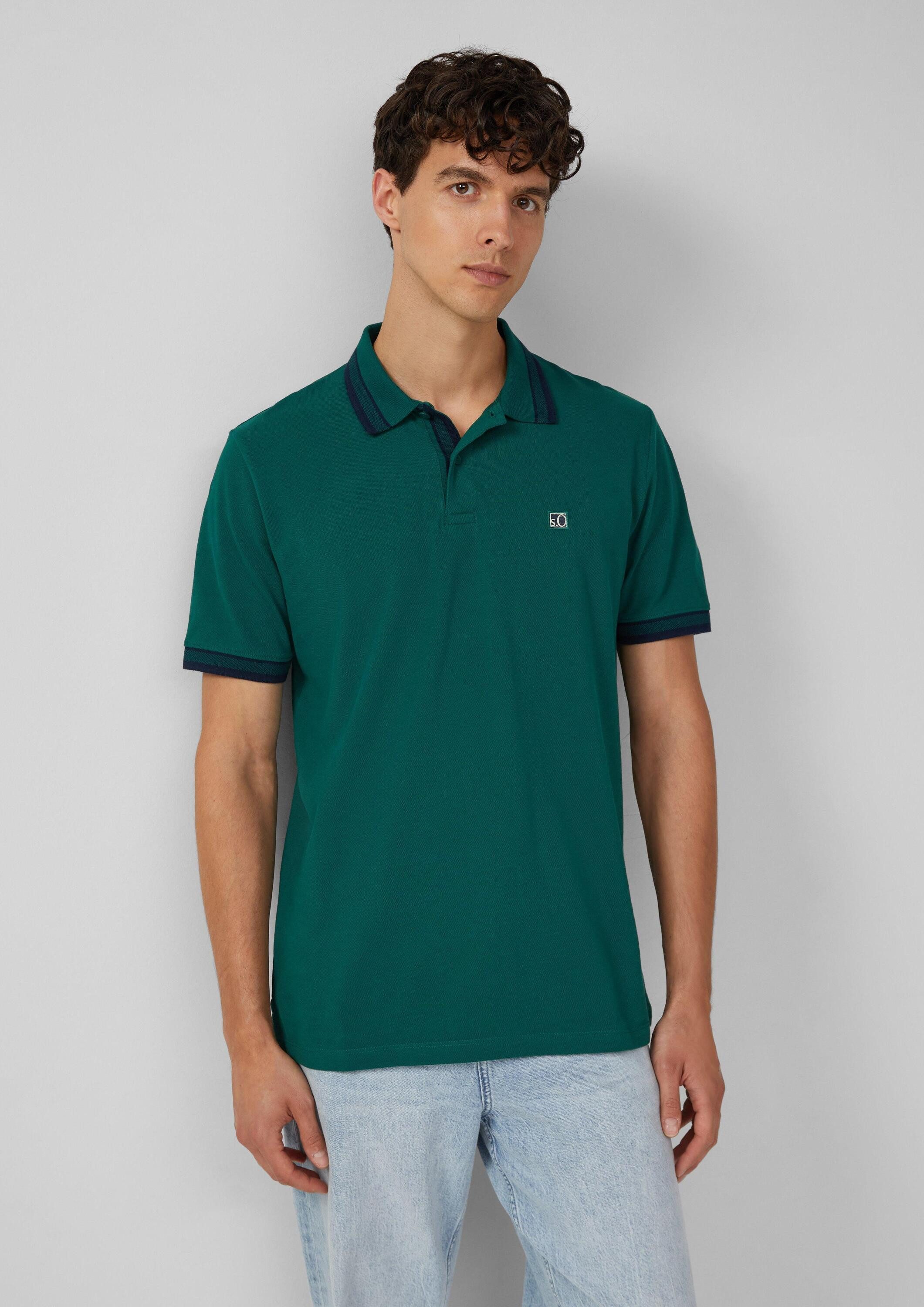 s.Oliver Kurzarmshirt Polo-Shirt Poloshirt aus Baumwollpiqué mit Kontrast-D günstig online kaufen