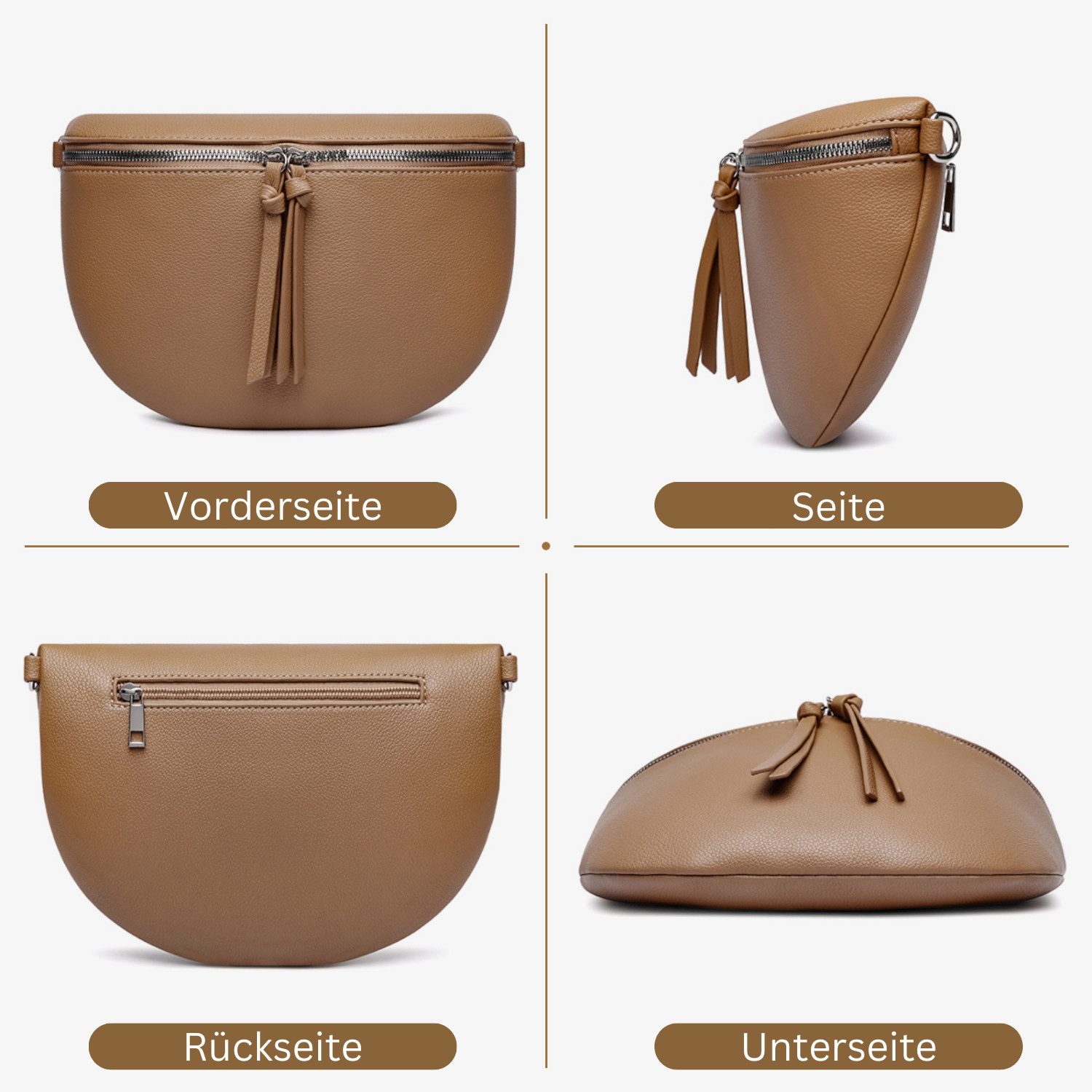Fomax Bauchtasche aus Kunstleder, Damen Umhängetasche, mit Schulterriemen