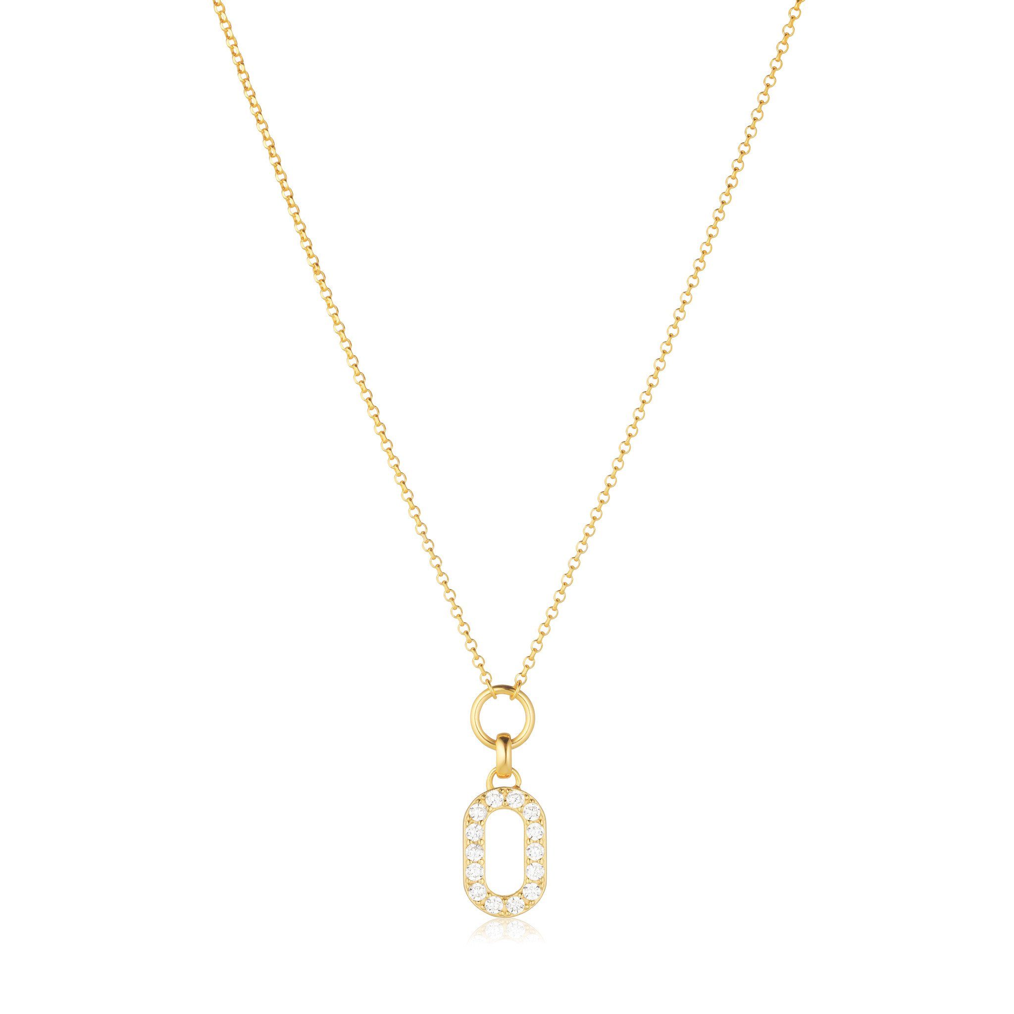 Sif Jakobs Jewellery Kette mit Anhänger HALSKETTE CAPIZZI PICCOLO - 18K VERGOLDET MIT WEISSEN ZIRKONIA-STEINEN, Anhänger-facettengeschliffene Zirkonias