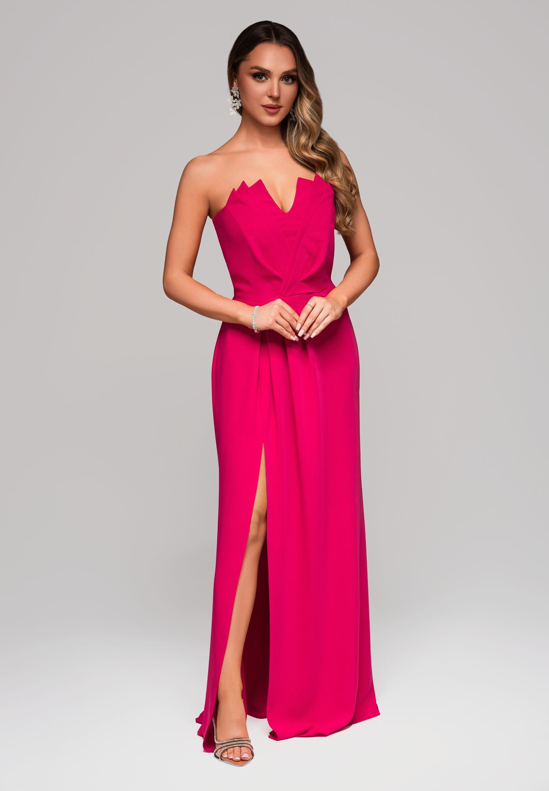 OMBRE Abendkleid Trägerloses Abendkleid mit Schlitz