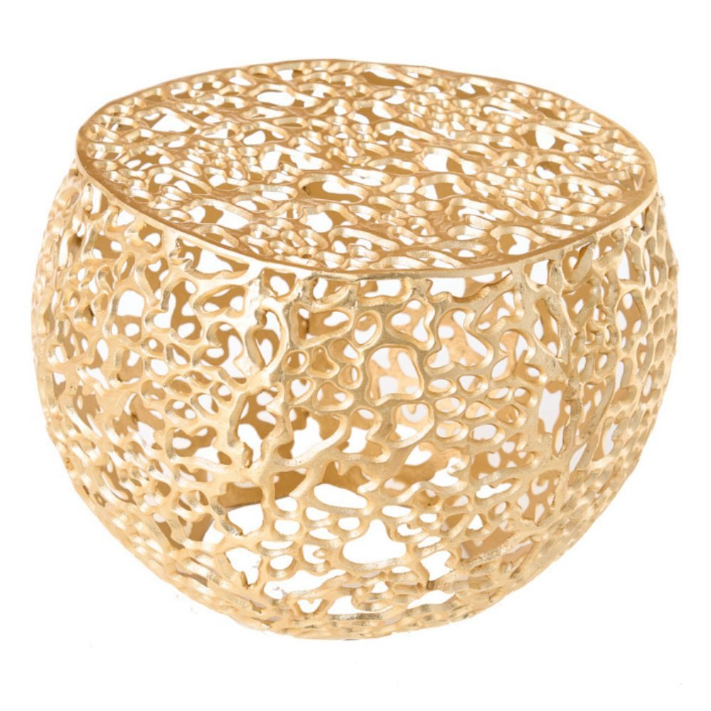 LebensWohnArt Couchtisch Extravaganter Couchtisch RIXOS ca.53cm gold Metall Handarbeit