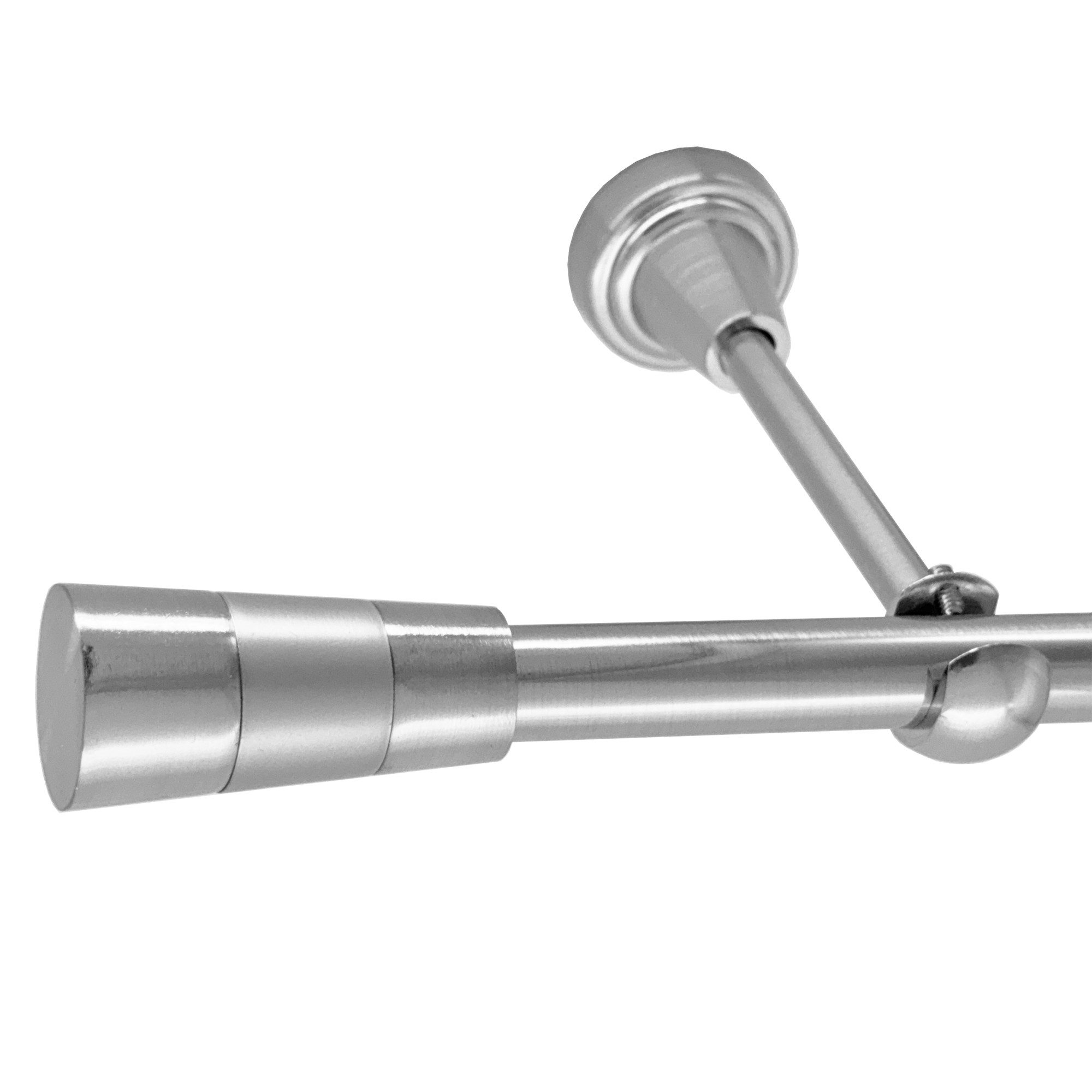 BASIT Gardinenstange Rohr Edelstahloptik 16 mm mit Wandträgern 140 cm E11, Ø 16 mm, 1-läufig, verschraubt, Metall, H14 140 cm E11 Kegel