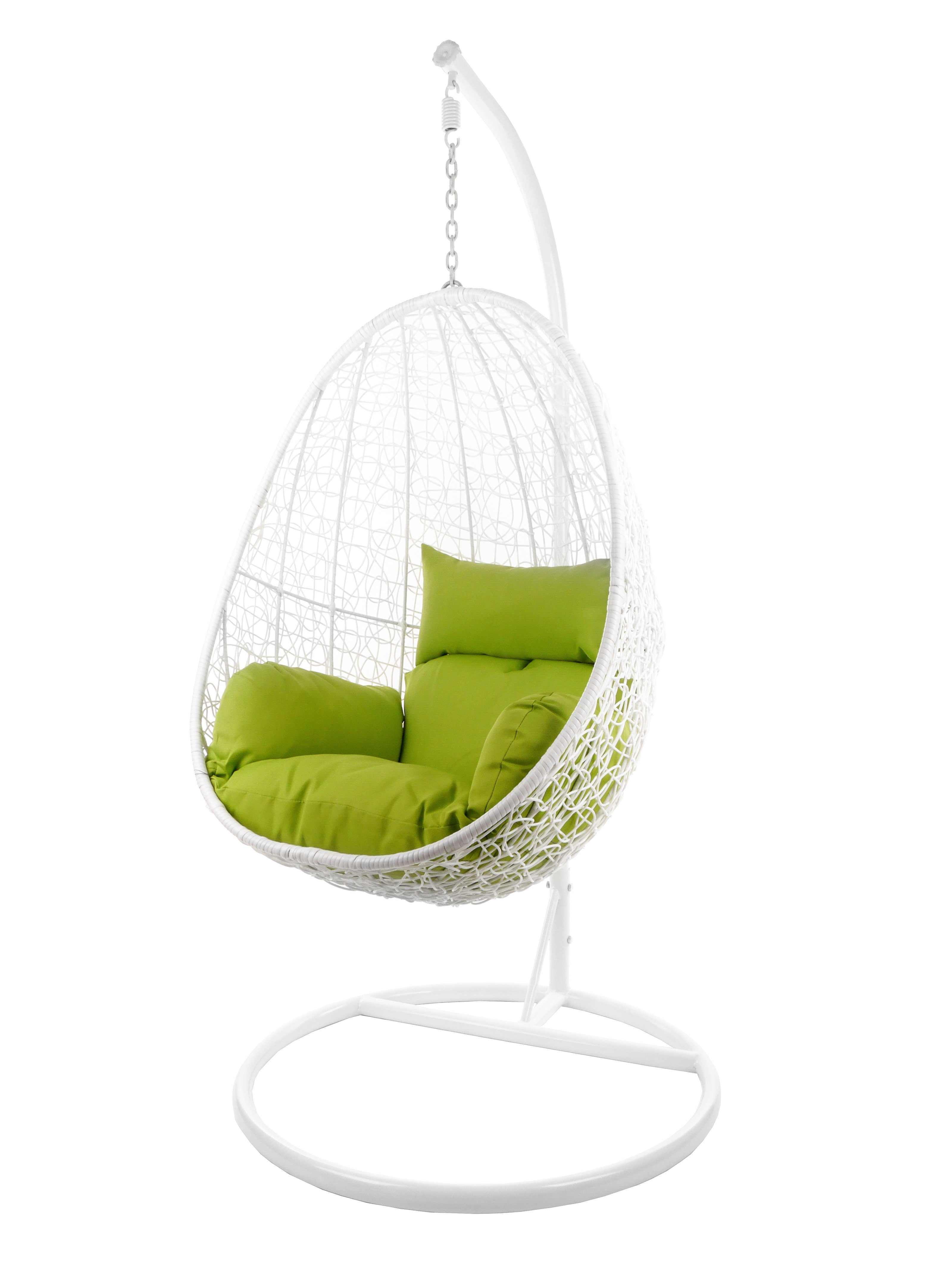 KIDEO Hängesessel Hängesessel CAPDEPERA weiß, Swing Chair mit Gestell und Kissen, Loungesessel, Hängesessel weiß apfelgrün (6068 apple green)