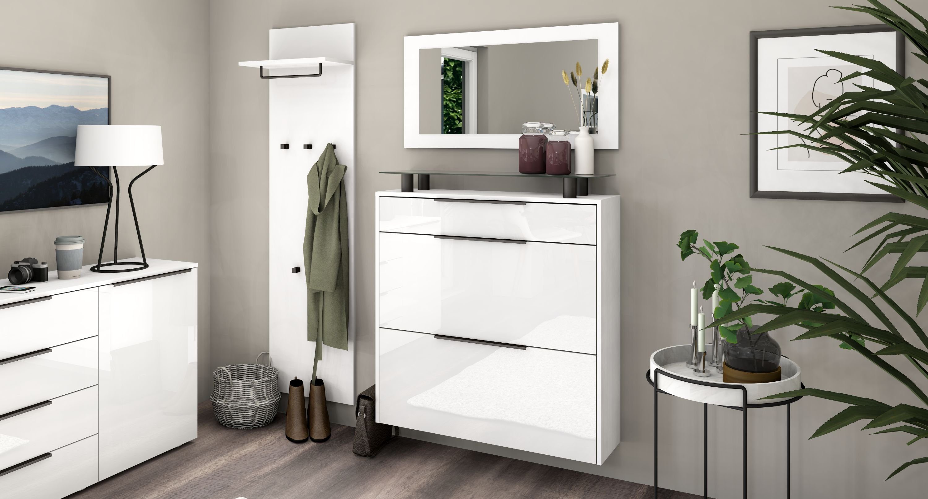 borchardt Möbel Garderoben-Set Tom, (3-St), Schuhschrank hängend