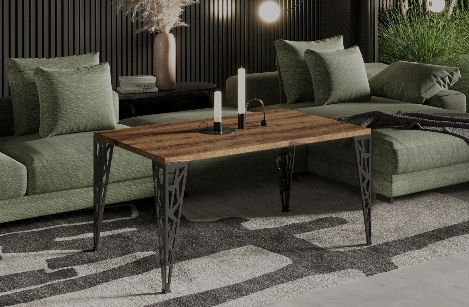 Endo-Moebel Couchtisch Monza 100/60/51 cm Wohnzimmertisch 4-Fuß-Gestell