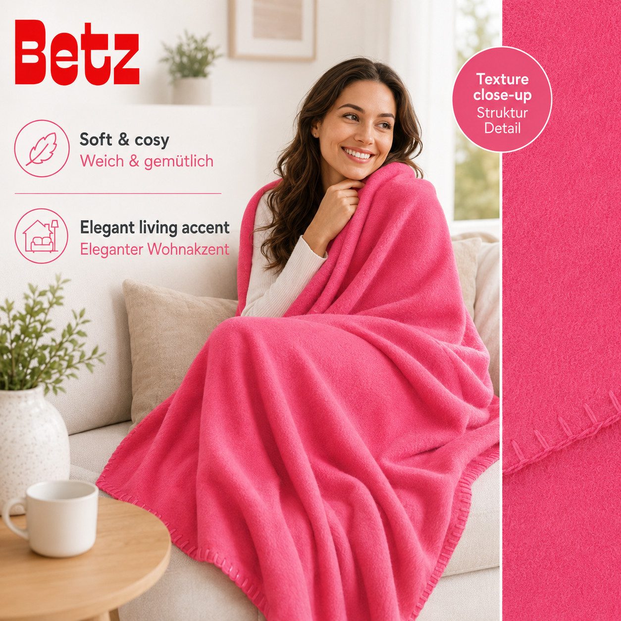 Wohndecke Betz Fleecedecke 130x170 cm 180g/m² – Weiche Wohndecke & Kuscheldecke, Betz, Leicht, wärmend & pflegeleicht – Bild 3 von 5