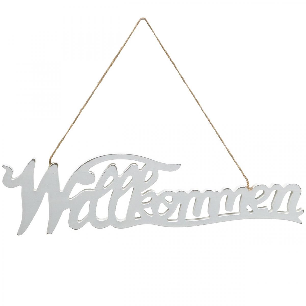 Florists Products Hängedekoration Willkommensschild aus Holz mit Jutekordel im Vintage-Stil für, 6 Stück