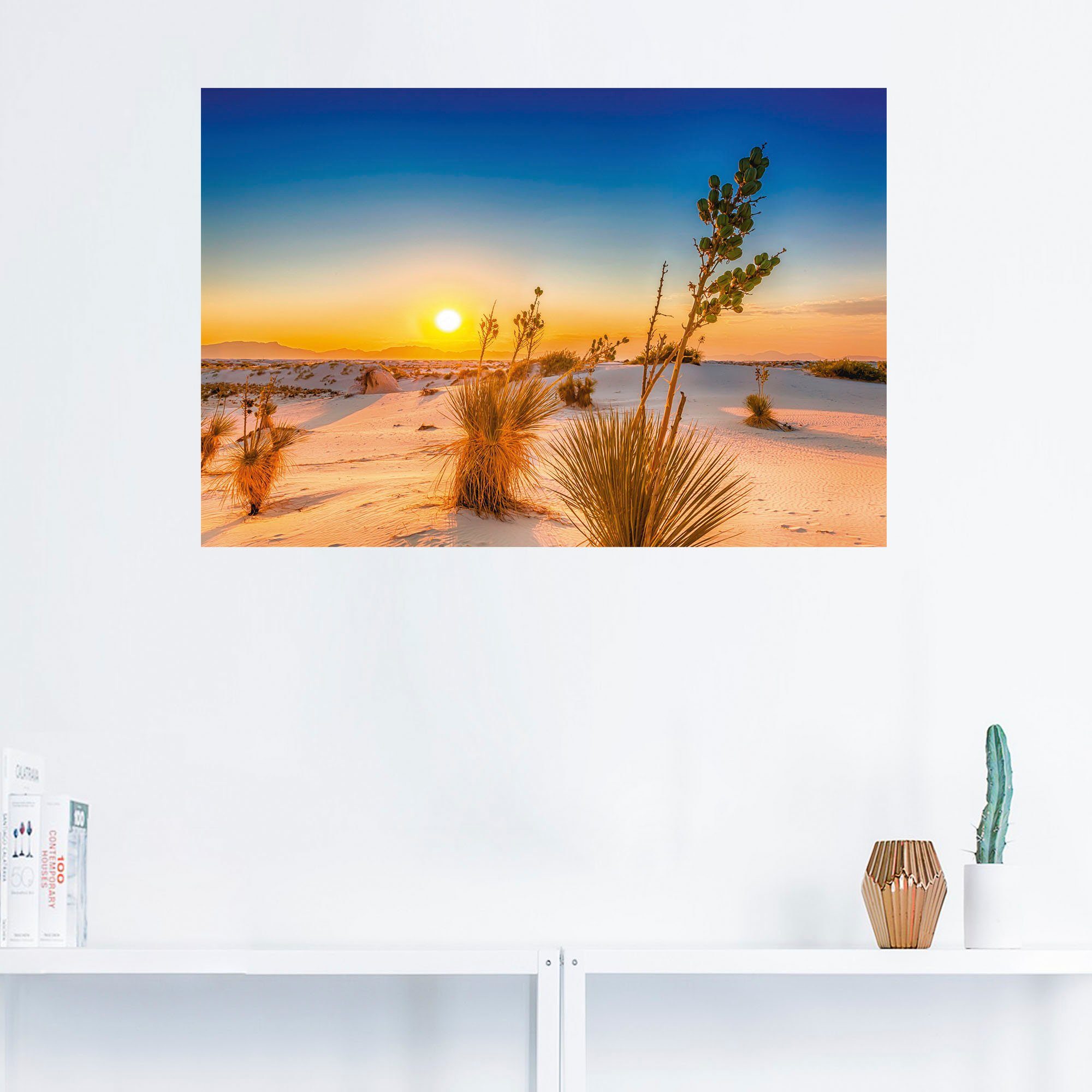 Wandaufkleber oder versch. in Poster (1 St), Sands, Wandbild als Größen Artland Wüstenbilder Leinwandbild, Alubild, White Sonnenuntergang