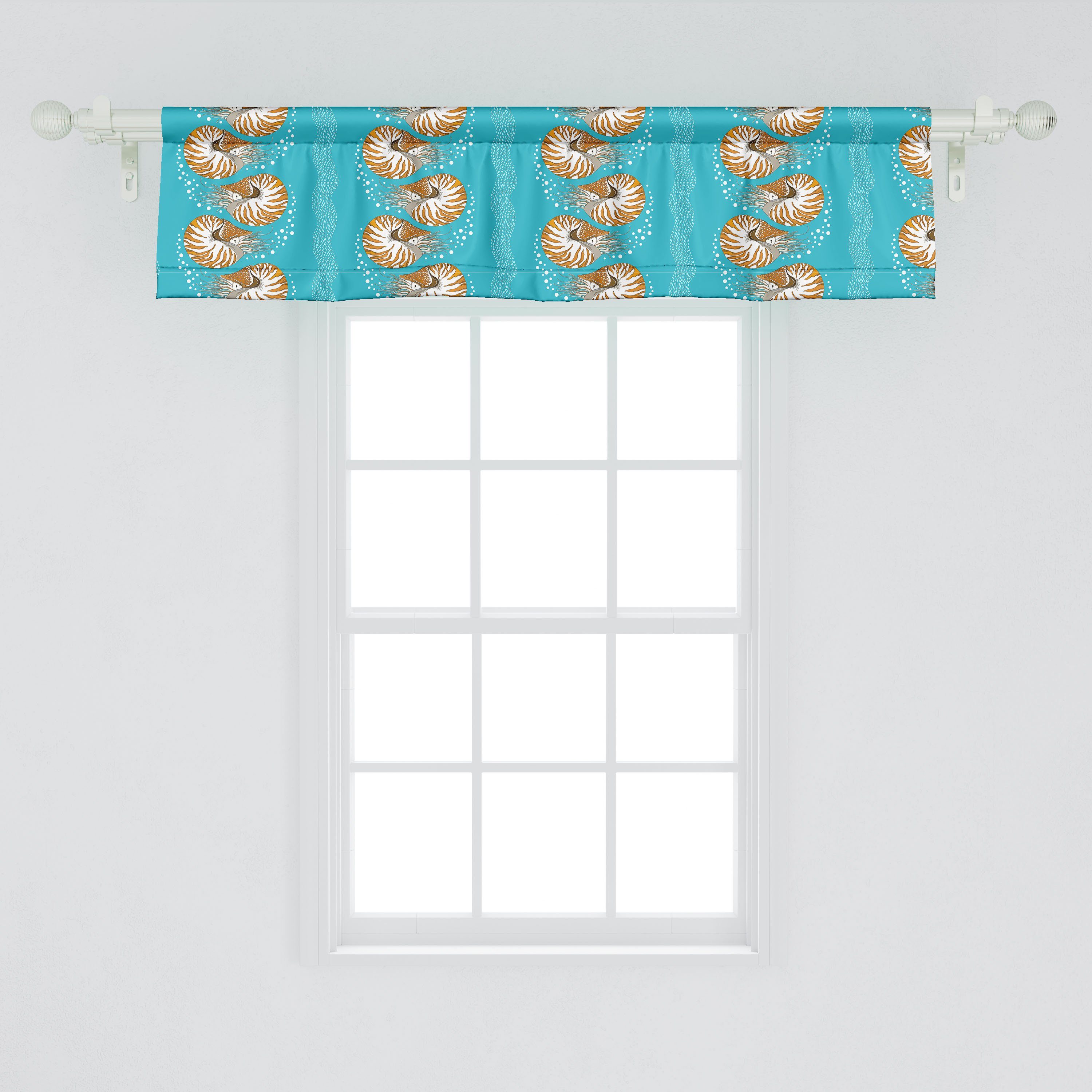 Scheibengardine Vorhang Volant Dekor Bild Abakuhaus, Küche für Unterwasser- Schlafzimmer Nautilus Stangentasche, Microfaser, Exotische mit