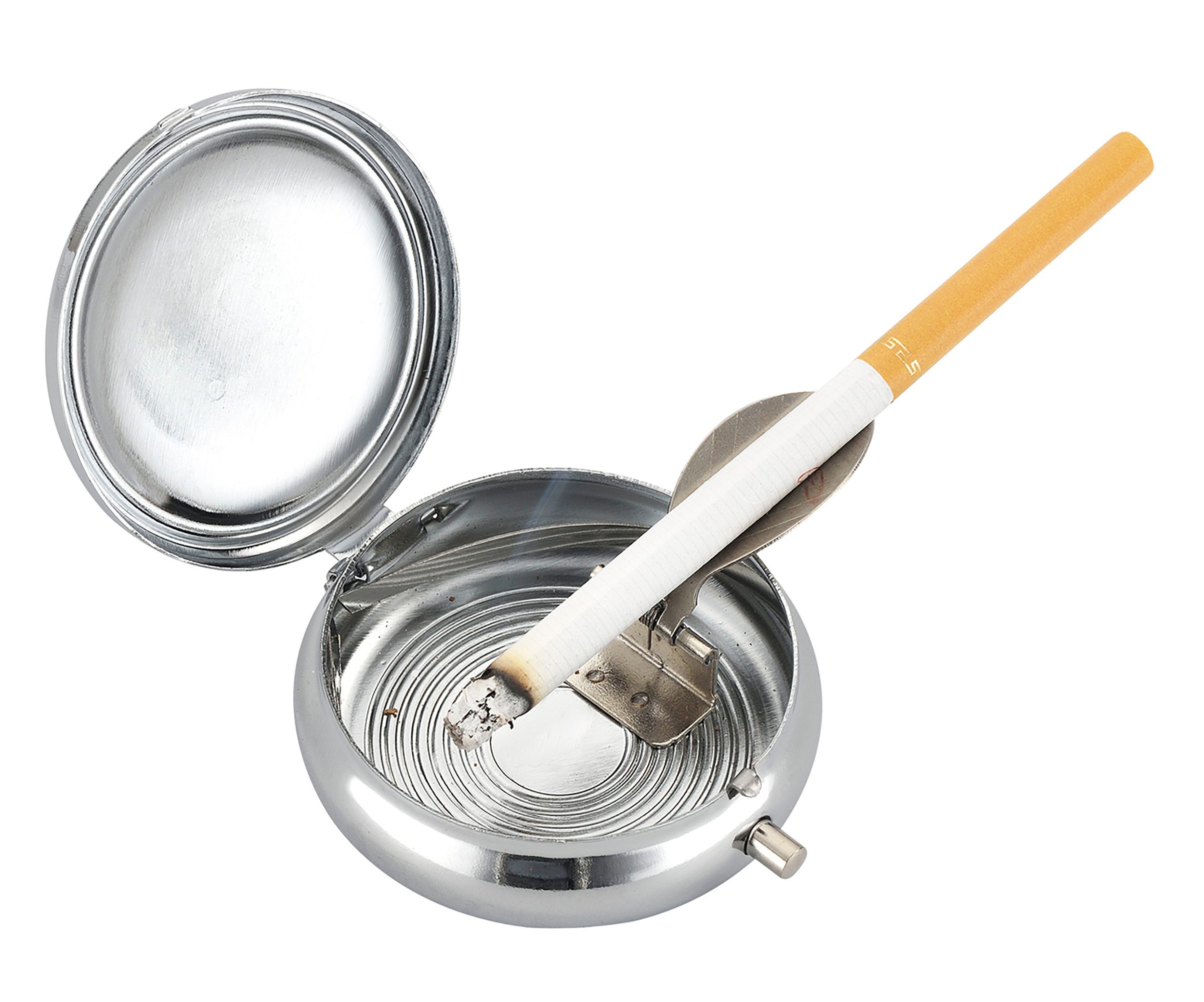 CHAMP Aschenbecher Taschen ASCHENBECHER "Leder" Ø5cm mit Deckel aus Metall 72 (Lila), rund mini mit Ablagefläche Taschenaschenbecher Reise Reiseaschenbecher