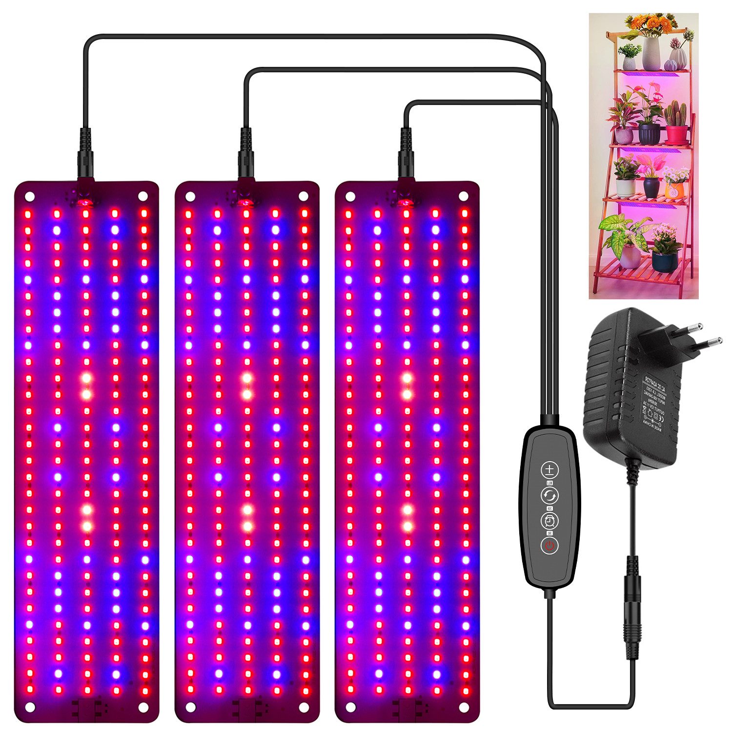 MUPOO Vollspektrum LED Wachstumslampe Vollspektrum LED Pflanzenlicht,Dimmbar,Timing- & Speicher Grow Lampe, für Marihuana,Blumen,Obst