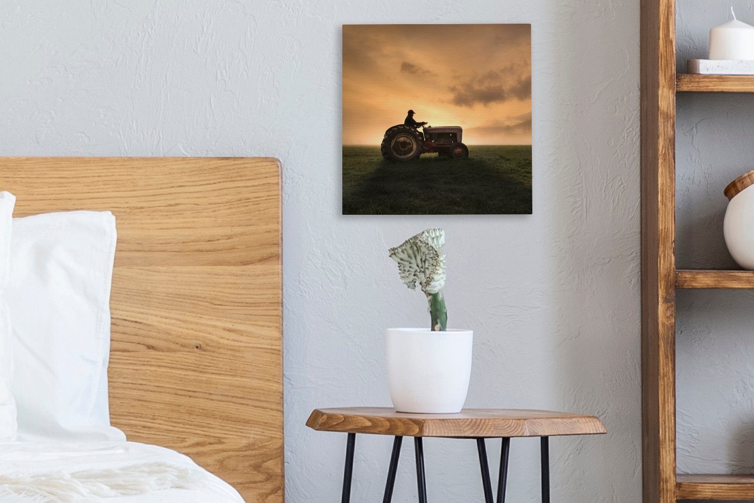 Traktor - für Leinwandbild Nebel, Leinwand (1 Bilder Landwirt Schlafzimmer OneMillionCanvasses® - Wohnzimmer St),