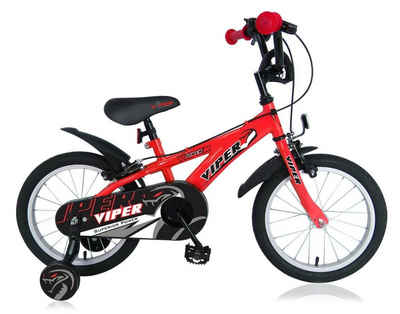 T&Y Trade Kinderfahrrad 16" 16 Zoll Kinder Mädchen Jungen Fahrrad Kinderfahrrad Rad VIPER ROT, Stützräder