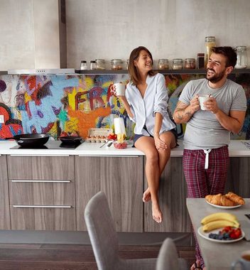 MyMaxxi Dekorationsfolie Küchenrückwand bunte kreative Graffiti Wand selbstklebend