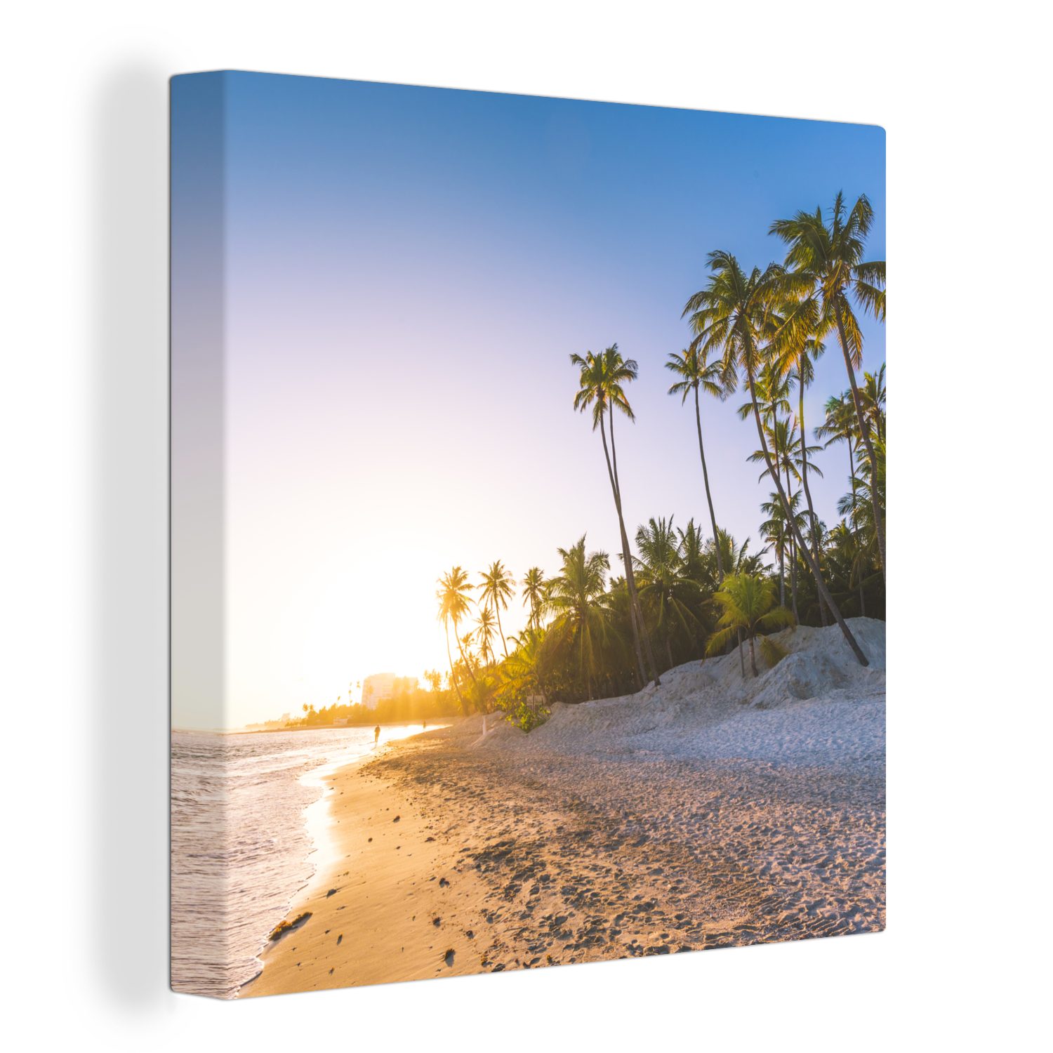 OneMillionCanvasses® Leinwandbild Strand - Palme - Sand, (1 St), Leinwand Bilder für Wohnzimmer Schlafzimmer