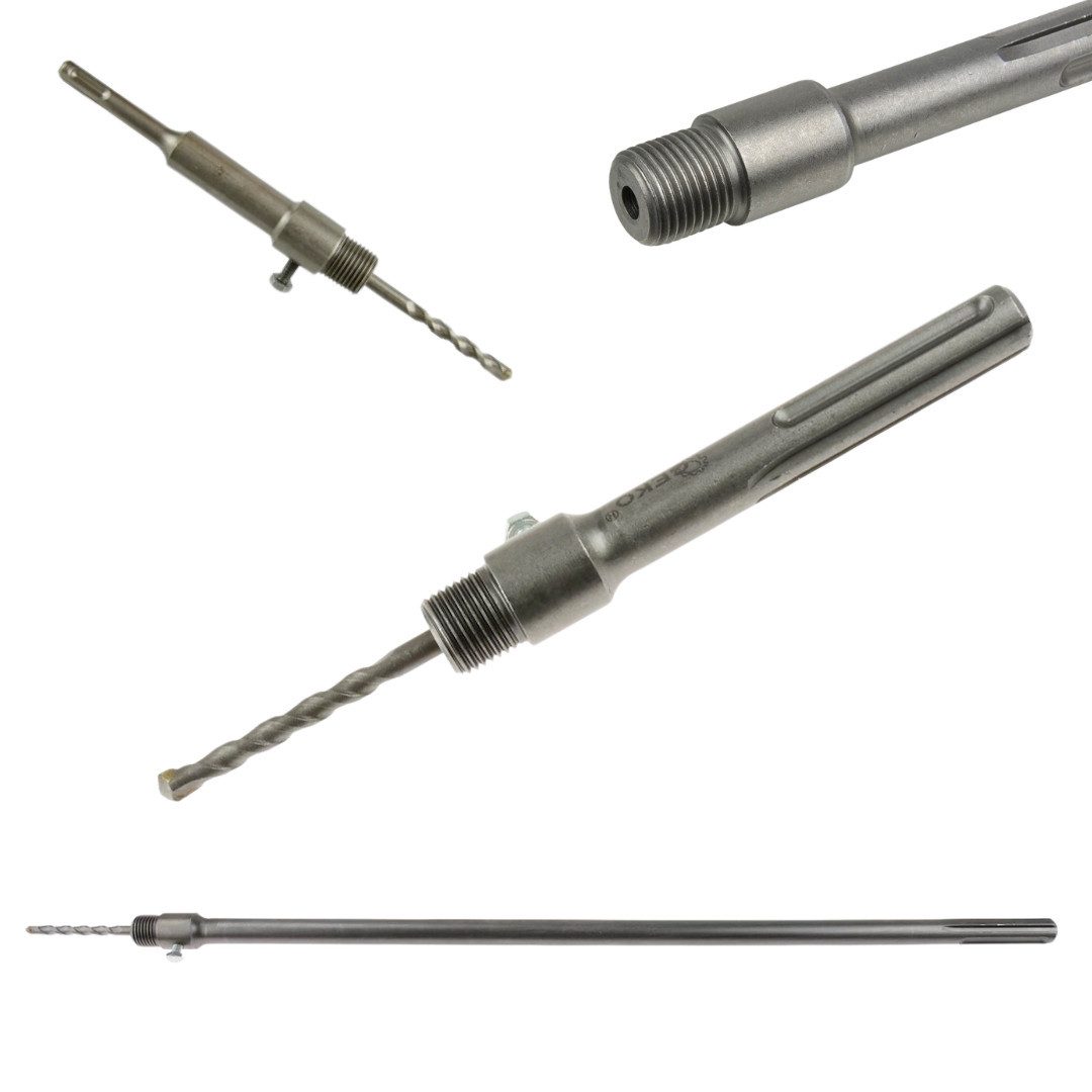 GEKO Bohrkrone SDS Plus SDS Max Adapter auf M22 Dosenbohrer Bohrkrone inkl Bohrer, M22-Gewinde, inkl. Zentrierbohrer