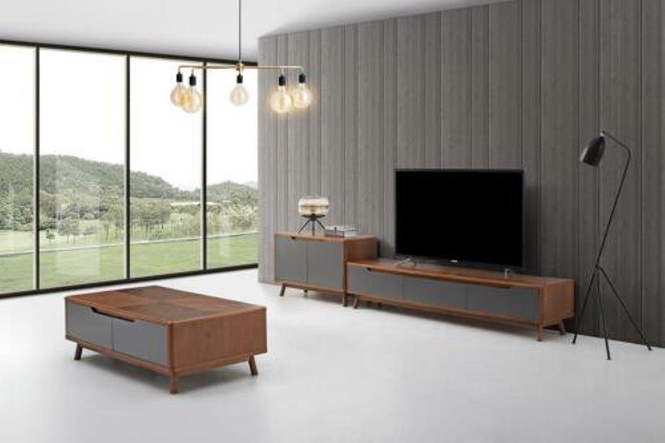 Wohnwand Couchtisch Design Wand Kommode Holz Sideboard Wohnzimmer-Set, JVmoebel Schrank