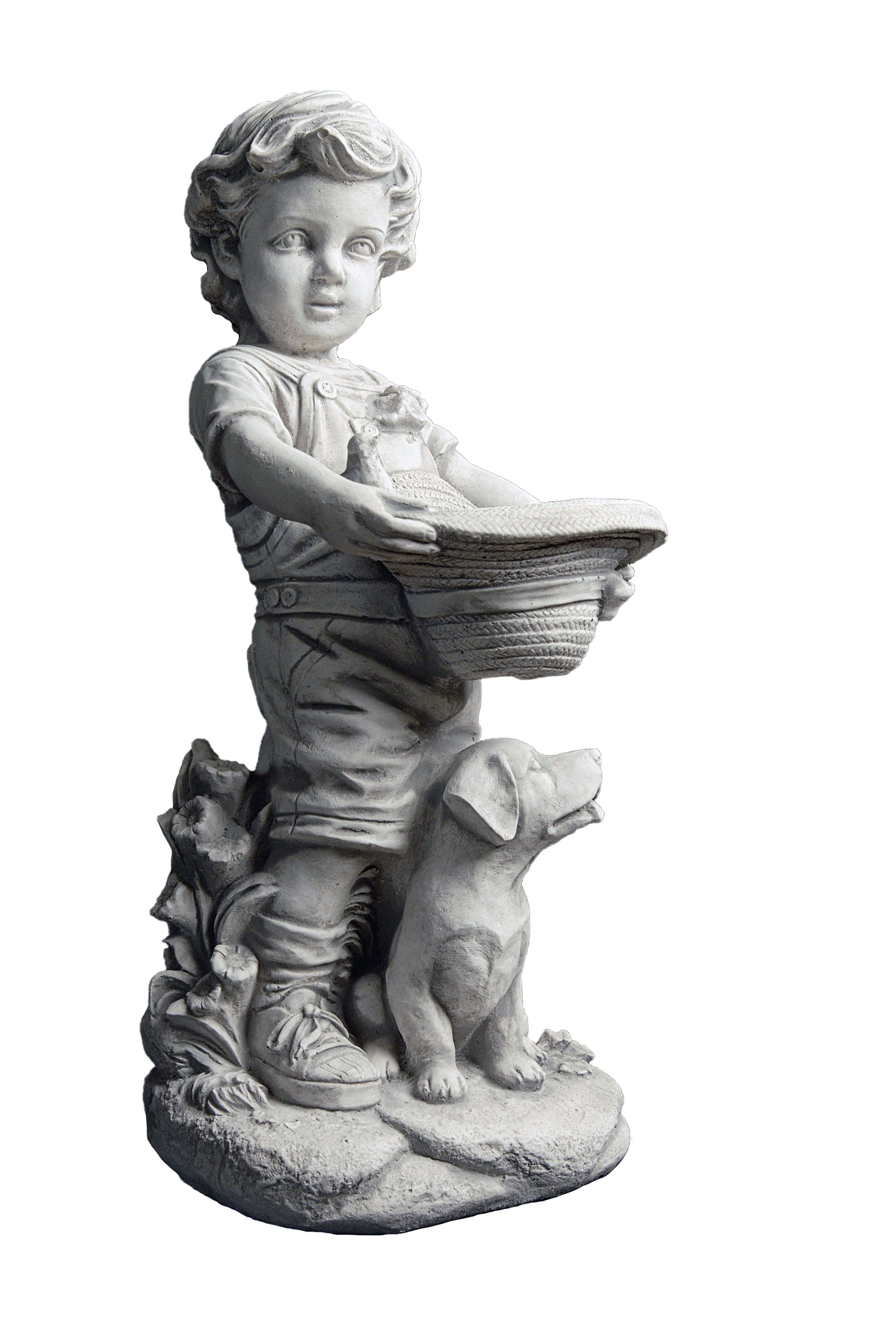 gartendekoparadies.de Gartenfigur Jungen Figur mit bepflanzbaren Hut, Stein günstig online kaufen