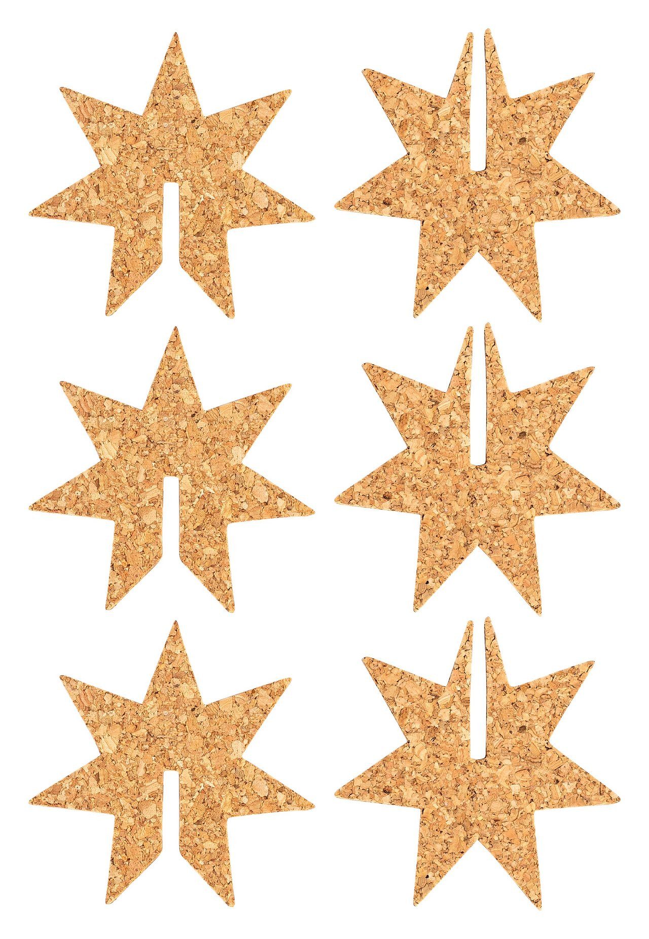 Kork-Deko.de Weihnachtsfigur Weihnachtssterne aus Kork, 3er Korkstern-Set – Weihnachtsdeko (3 St)