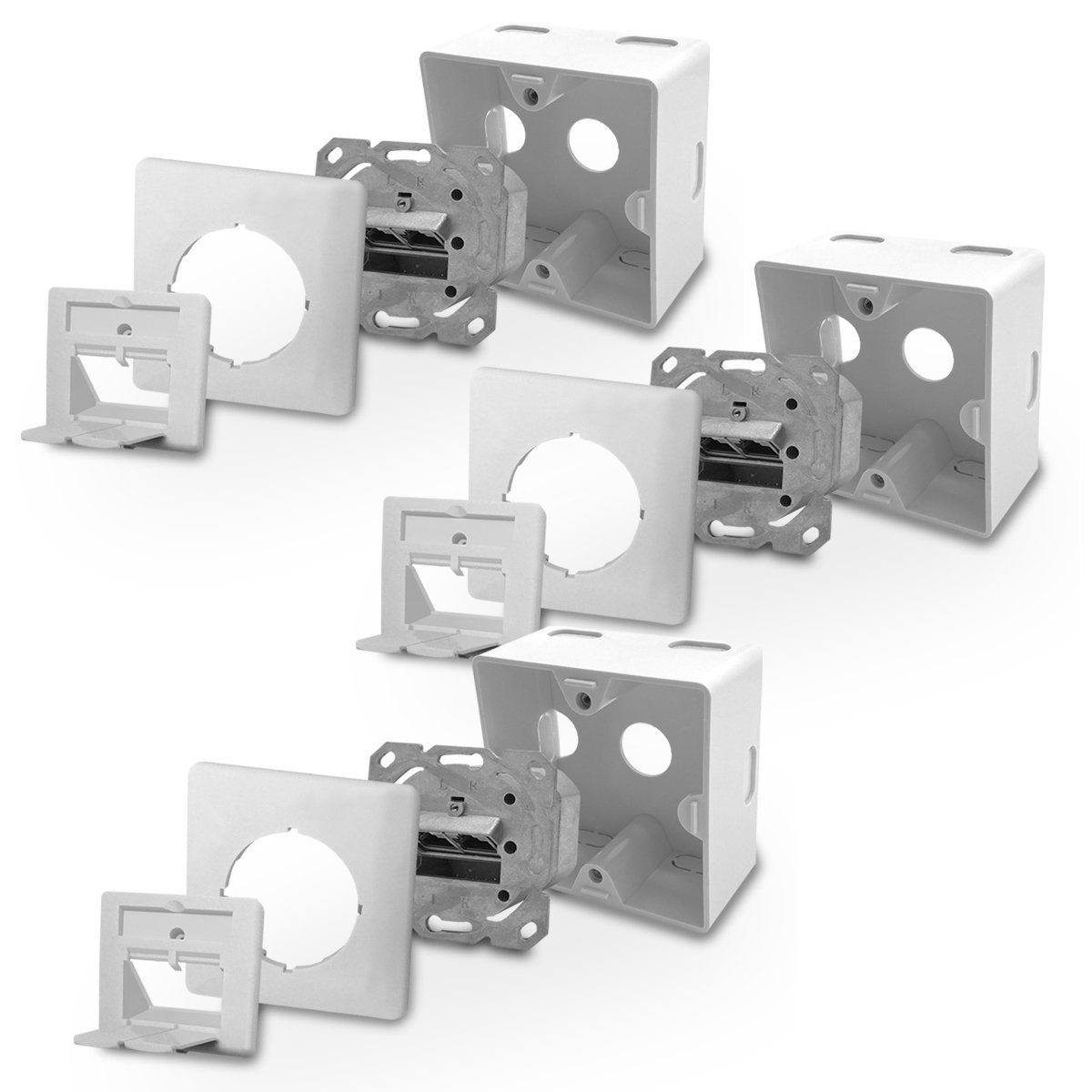 Cat6a Netzwerkdose Netzwerk Dose 2 RJ45 Port Aufputz / Unterputz Netzwerk-Adapter