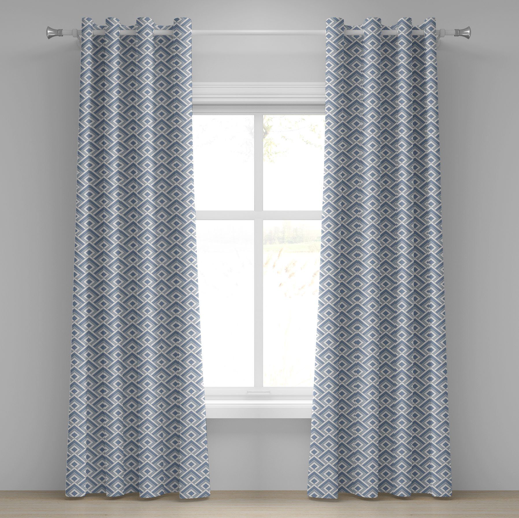 Gardine Dekorative 2-Panel-Fenstervorhänge für Schlafzimmer Wohnzimmer, Abakuhaus, Modern Diagonal Nested Squares