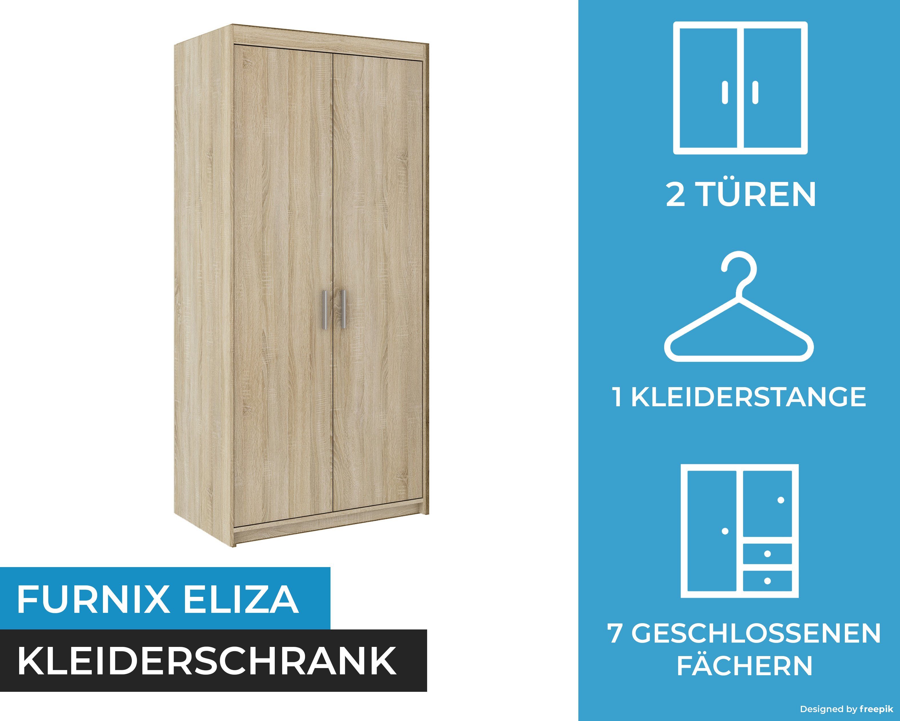Furnix Kleiderschrank 3-türig Eiche Schrank Eliza Schlafzimmer Sonoma für Auswahl