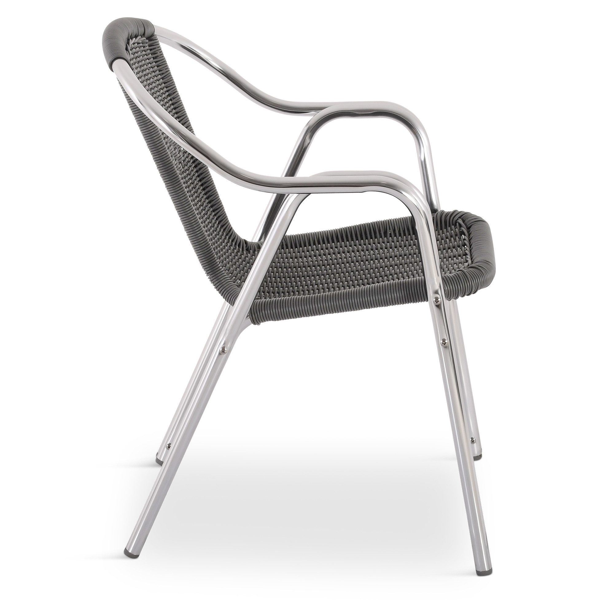 Raburg Bistrostuhl Outdoor-Stapelstuhl mit Armlehnen, Polyrattan, Alugestell, Vita (Set, 10 St), hochwertiges Doppelrohr-Aluminium-Gestell, bis 150 kg