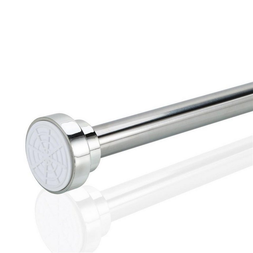 iDesign Duschvorhangstange mattsilberfarben extra kurze Teleskopstange aus Edelstahl ausziehbare Duschvorhangstange ohne Bohren f/ür Dusche und Badewanne