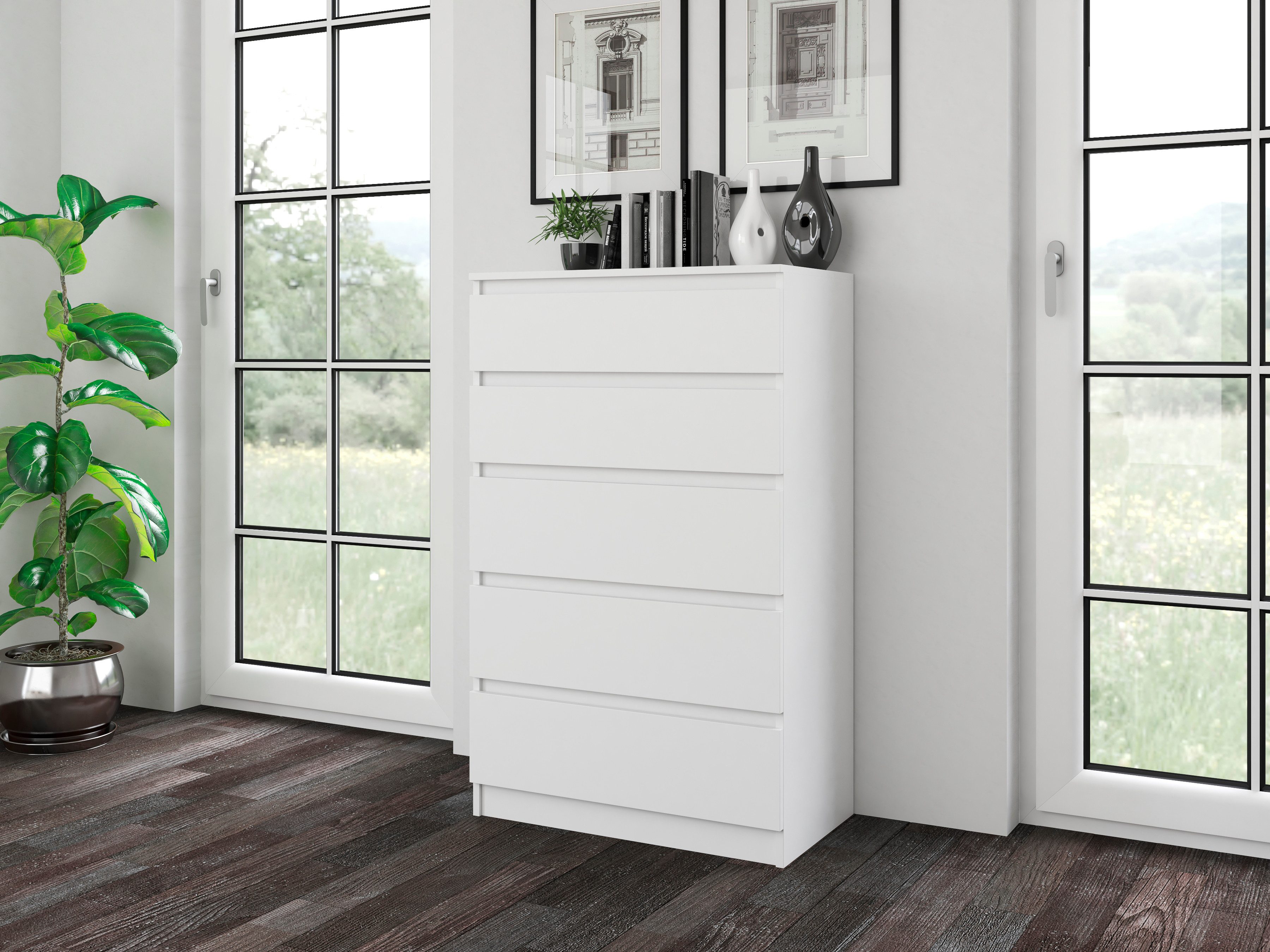 Raumhirsch Furniture Kommode Sideboard 70 cm breit (Maße 40 x 70 x 110 cm, 5 Schubladen), verschiedene Farben