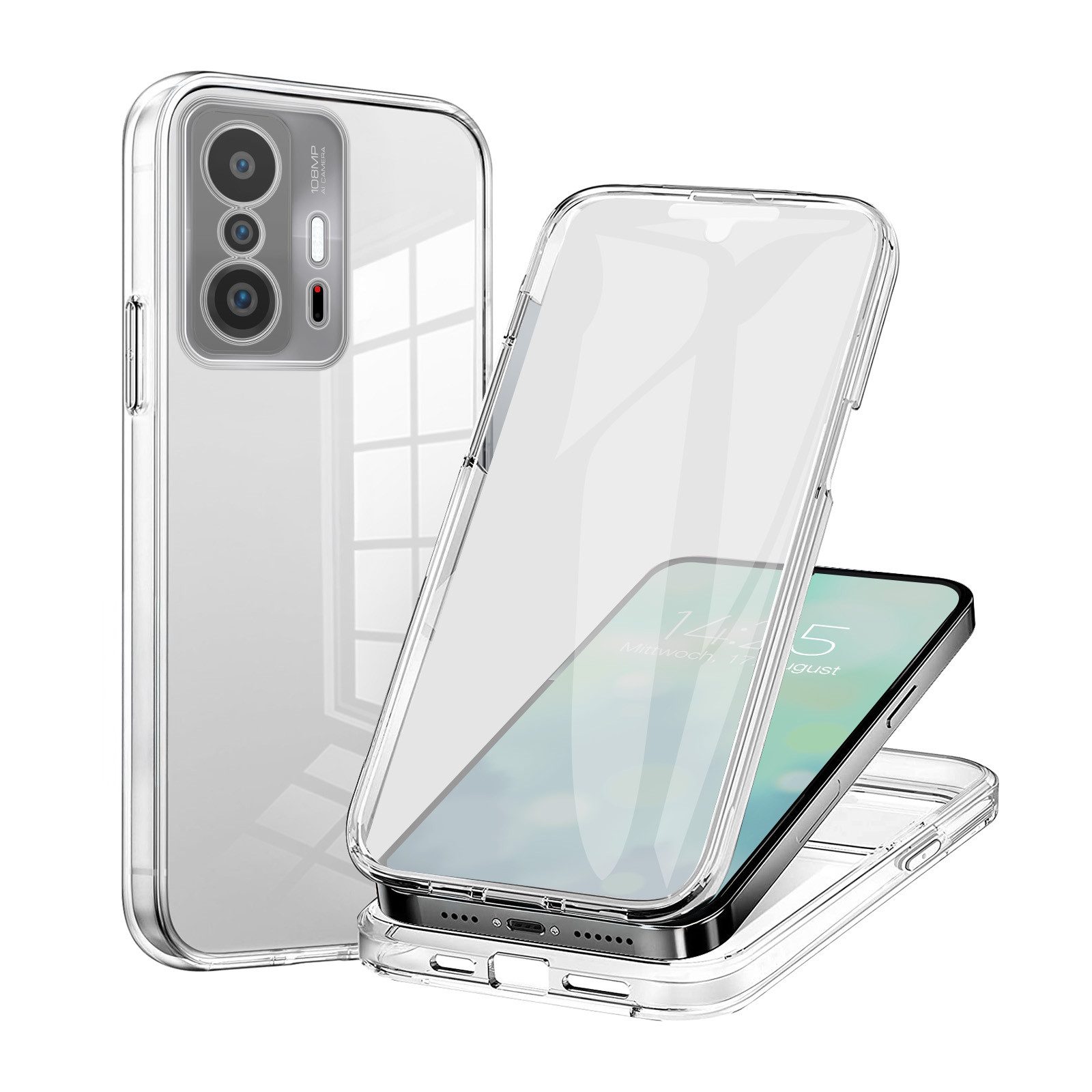 Tec-Expert Handyhülle 360 Grad Hülle für Xiaomi Mi 11T Pro, Rundum Schutz Cover Case Hülle Transparent